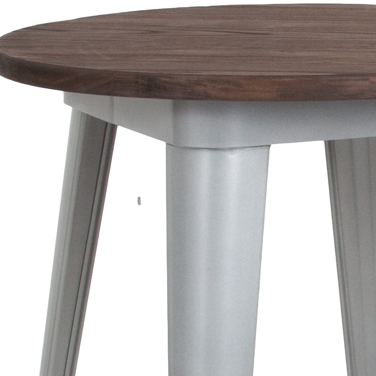24" Round Metal Indoor Table with Rustic Wood Top