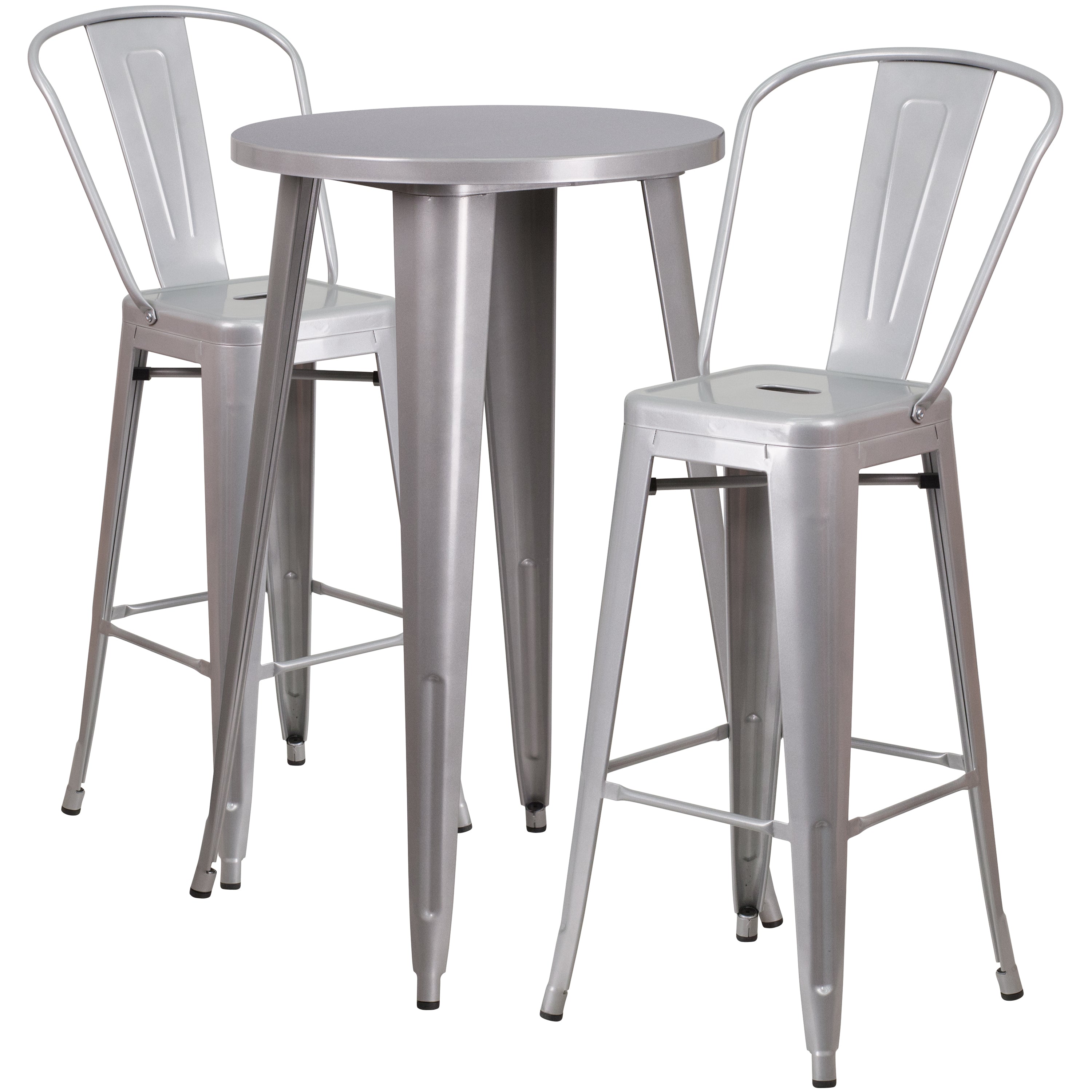 Commercial Grade 24" Round Metal Indoor-Outdoor Bar Table Set with 2 Cafe Stools-Metal Colorful Bar Table and Stool Set-Flash Furniture-Wall2Wall Furnishings