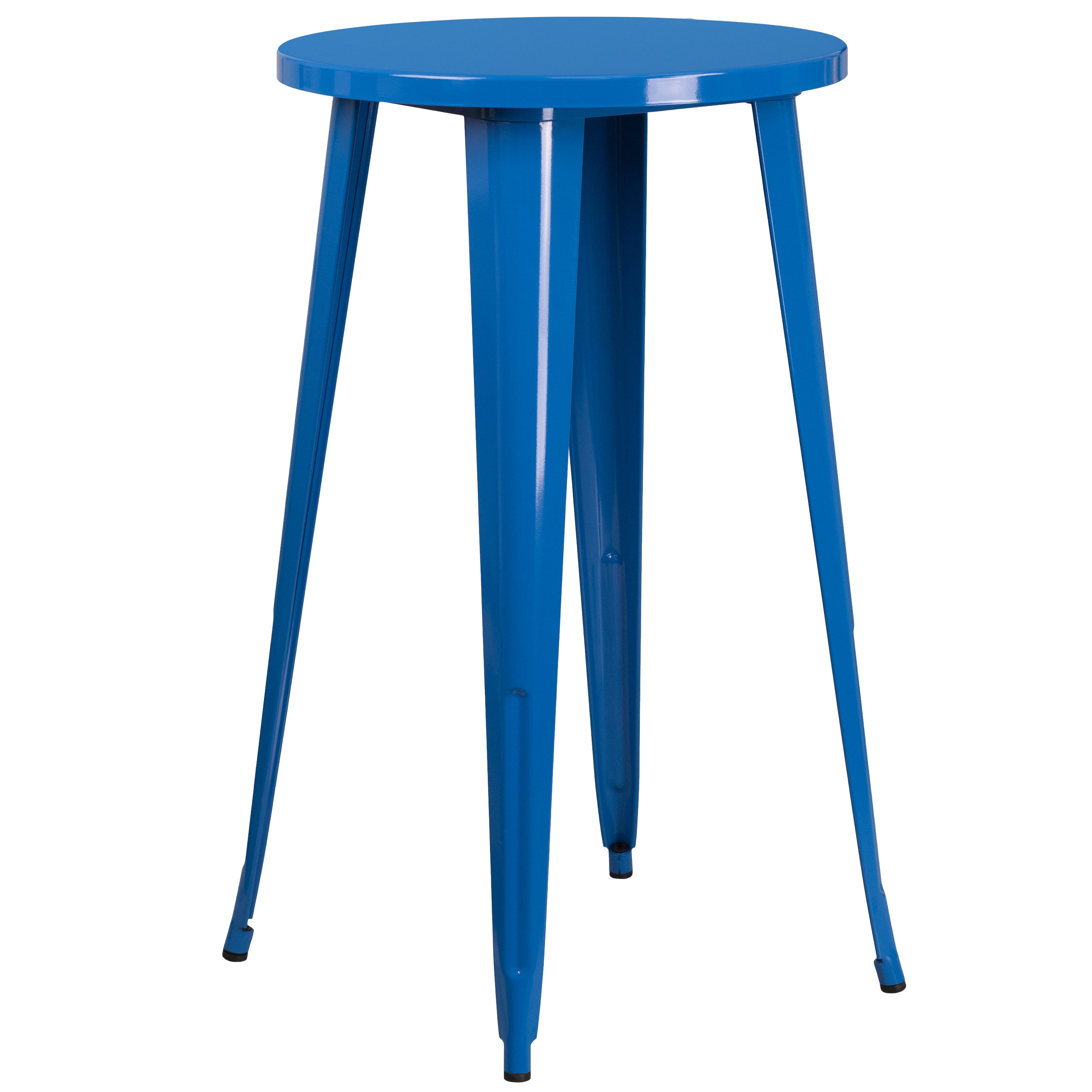 Commercial Grade 24" Round Metal Indoor-Outdoor Bar Table Set with 2 Square Seat Backless Stools-Metal Colorful Bar Table and Stool Set-Flash Furniture-Wall2Wall Furnishings