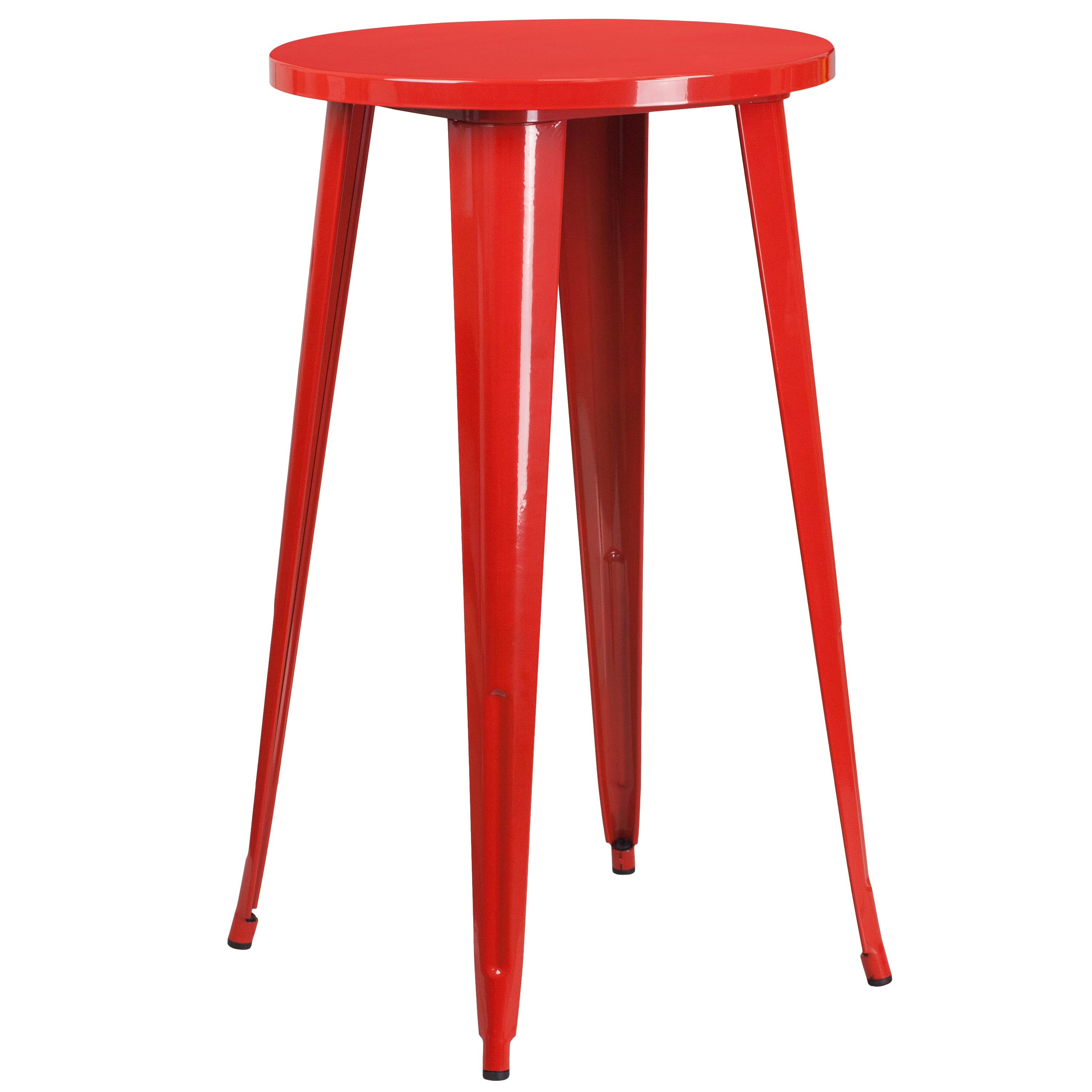 Commercial Grade 24" Round Metal Indoor-Outdoor Bar Table Set with 2 Square Seat Backless Stools-Metal Colorful Bar Table and Stool Set-Flash Furniture-Wall2Wall Furnishings