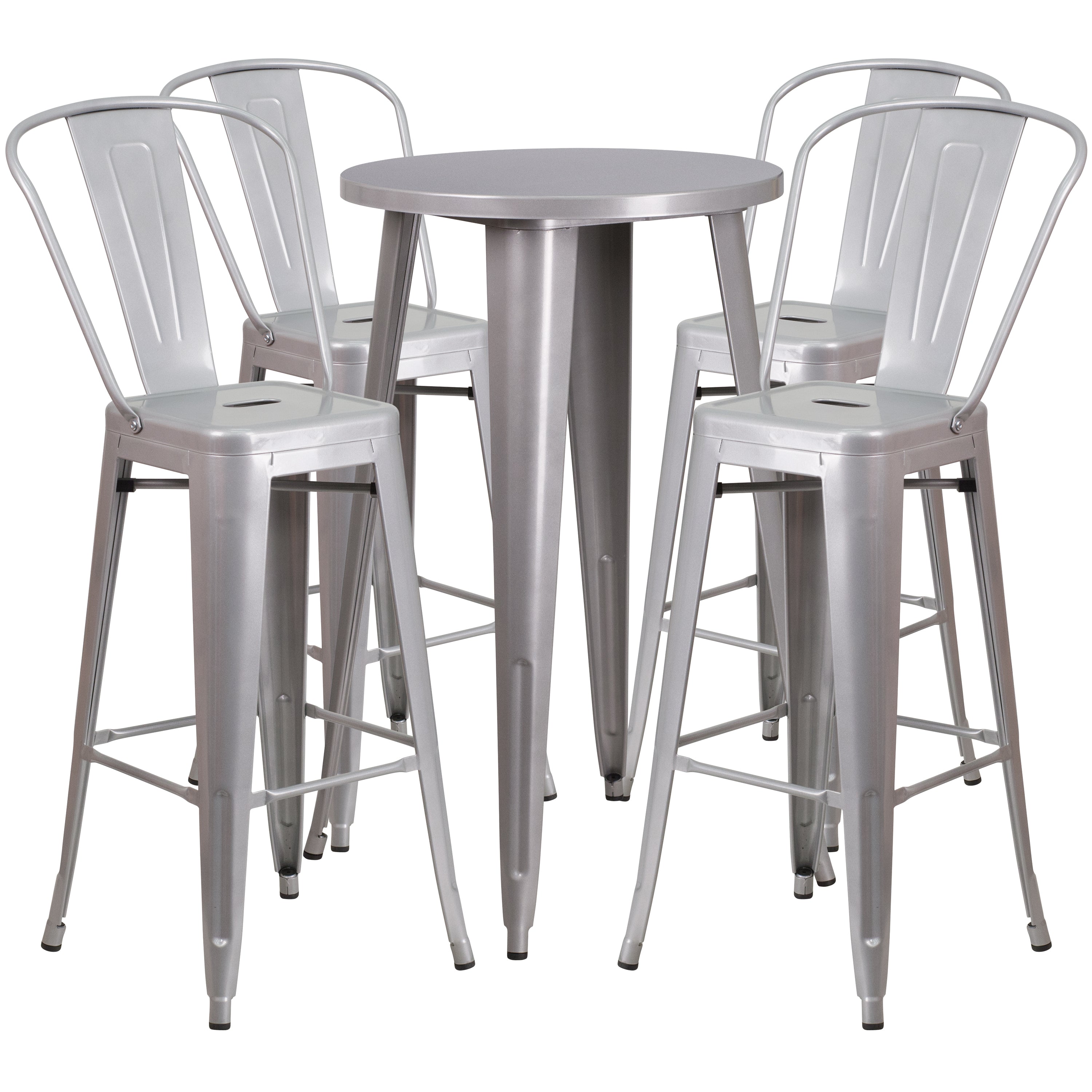Commercial Grade 24" Round Metal Indoor-Outdoor Bar Table Set with 4 Cafe Stools-Metal Colorful Bar Table and Stool Set-Flash Furniture-Wall2Wall Furnishings