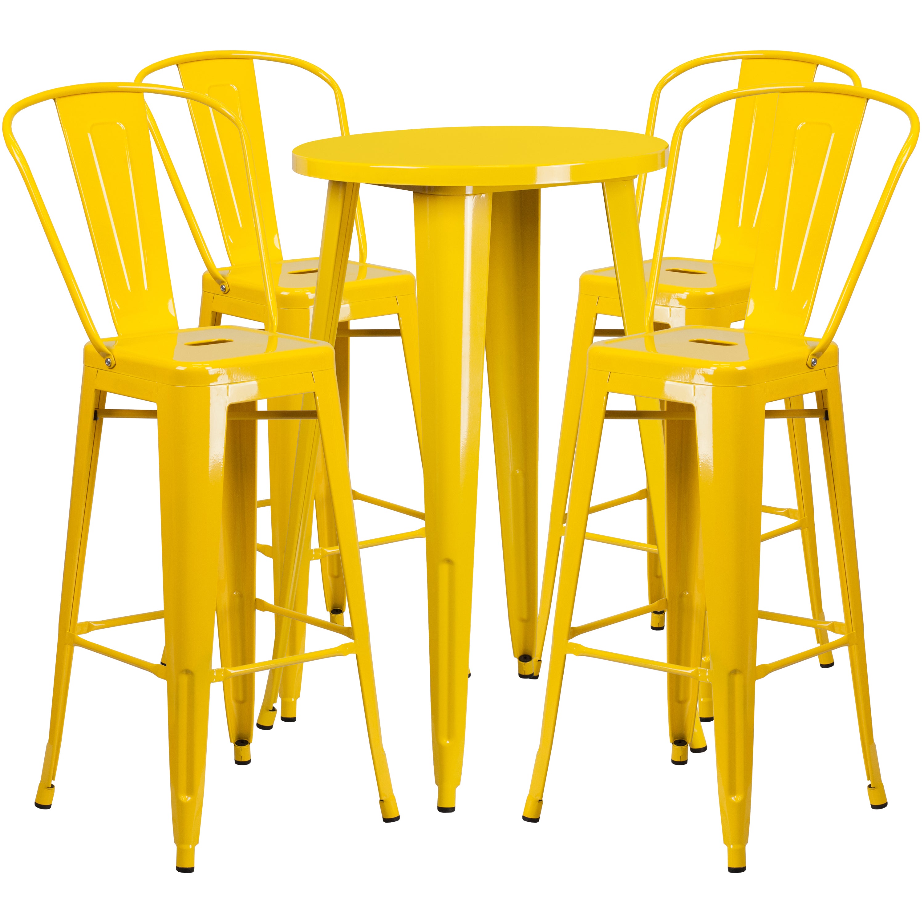 Commercial Grade 24" Round Metal Indoor-Outdoor Bar Table Set with 4 Cafe Stools-Metal Colorful Bar Table and Stool Set-Flash Furniture-Wall2Wall Furnishings