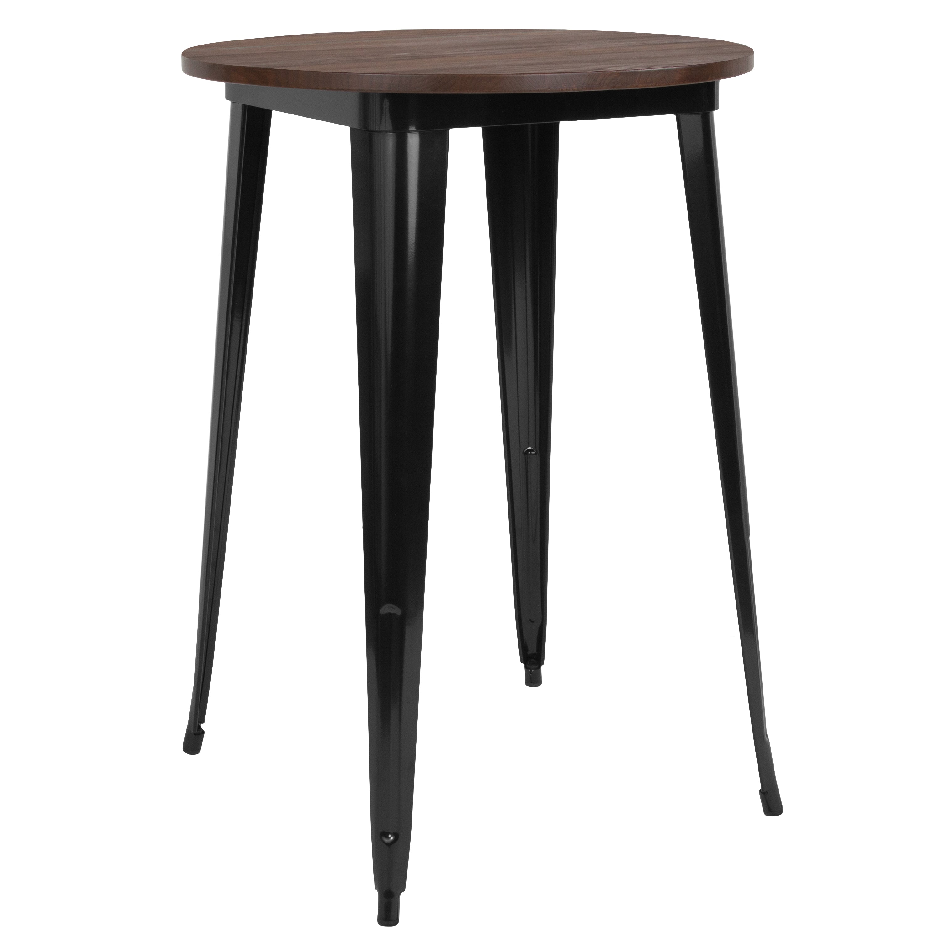 30" Round Metal Indoor Bar Height Table with Rustic Wood Top-Metal/ Colorful Restaurant Table-Flash Furniture-Wall2Wall Furnishings