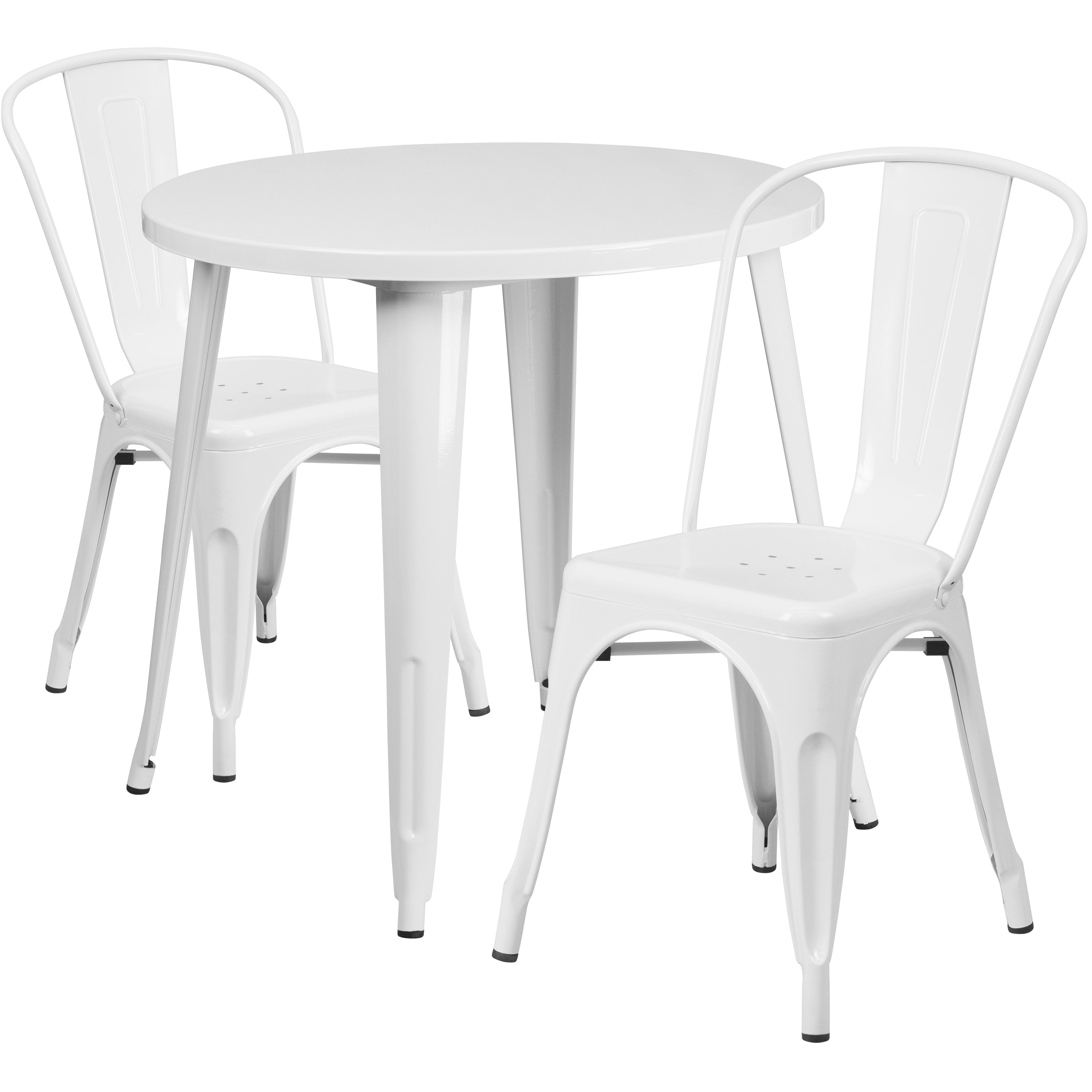 Commercial Grade 30" Round Metal Indoor-Outdoor Table Set with 2 Cafe Chairs-Indoor/Outdoor Dining Sets-Flash Furniture-Wall2Wall Furnishings