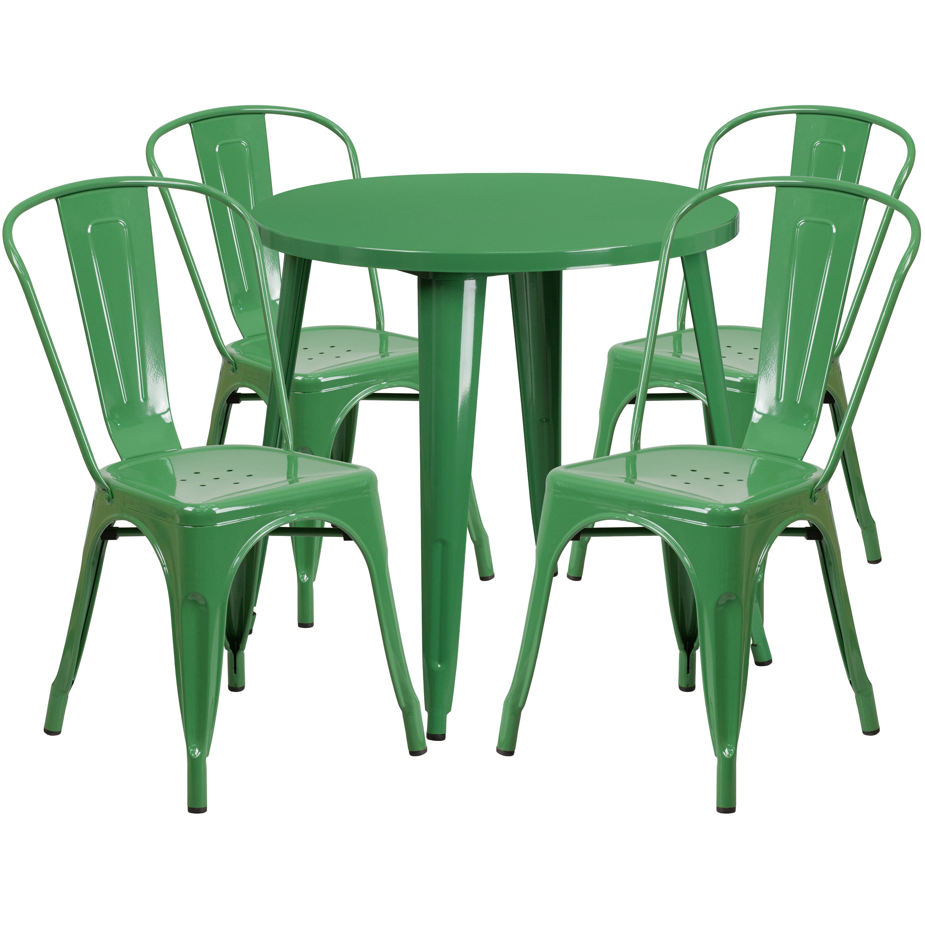 Commercial Grade 30" Round Metal Indoor-Outdoor Table Set with 4 Cafe Chairs-Indoor/Outdoor Dining Sets-Flash Furniture-Wall2Wall Furnishings