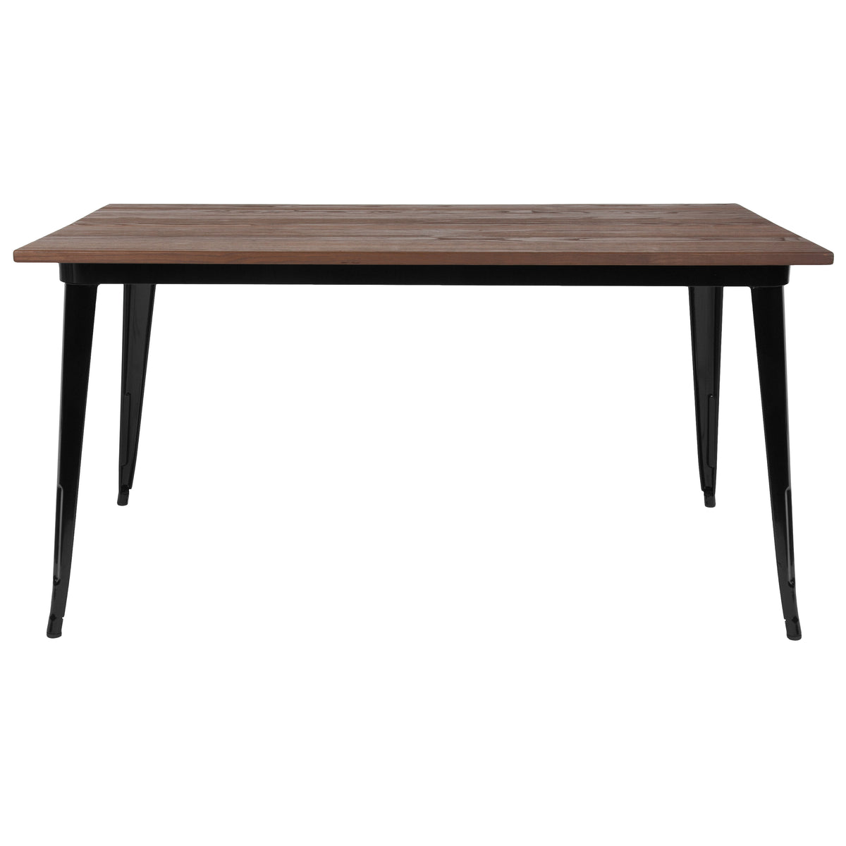 30.25" x 60" Rectangular Metal Indoor Table with Rustic Wood Top