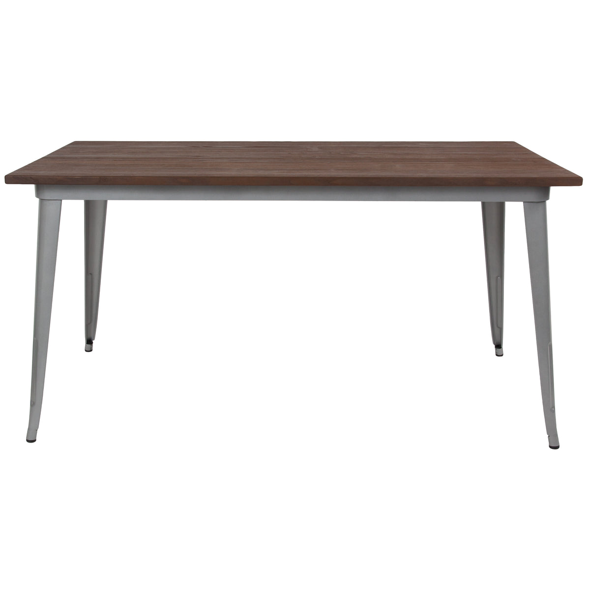 30.25" x 60" Rectangular Metal Indoor Table with Rustic Wood Top