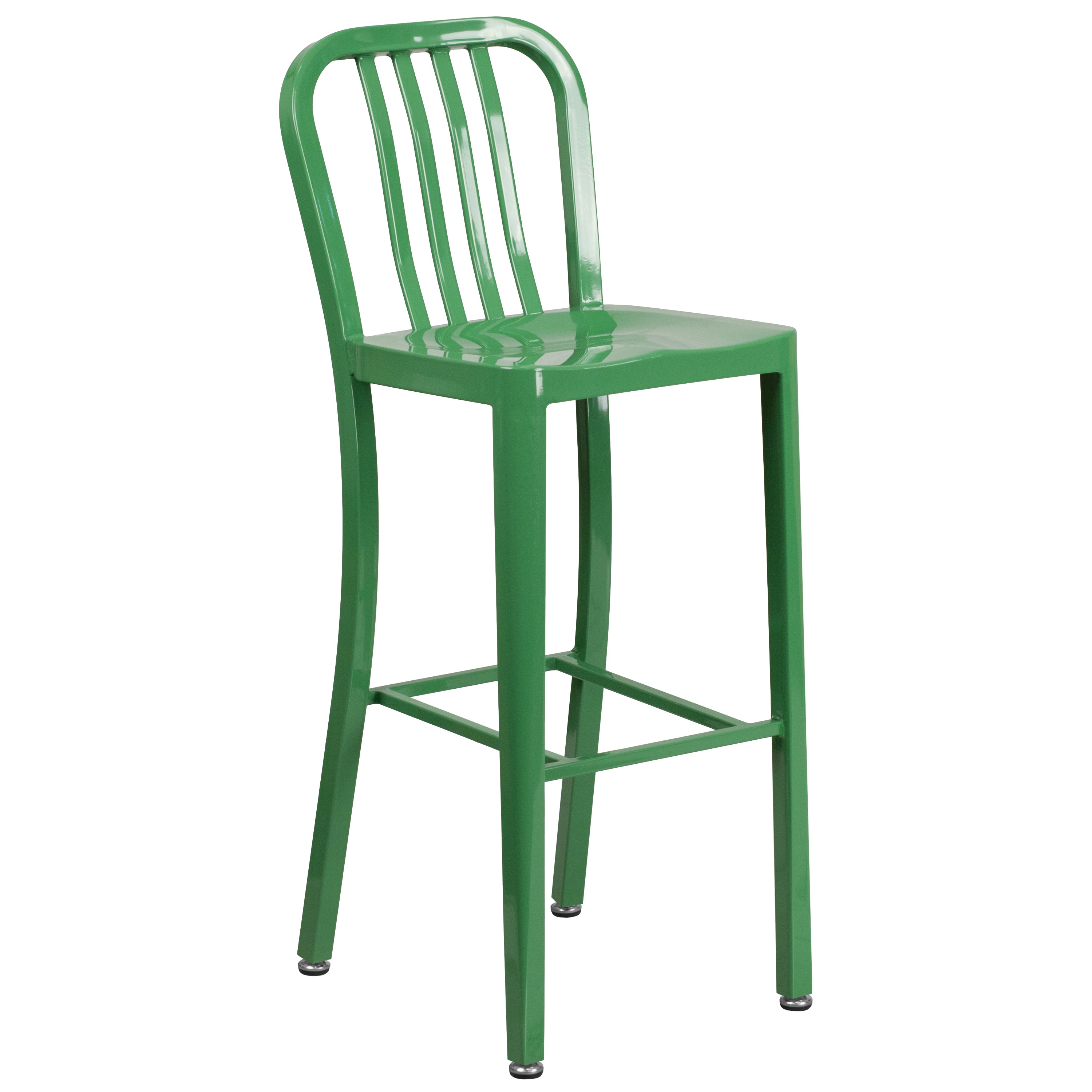Commercial Grade 30" High Metal Indoor-Outdoor Barstool with Vertical Slat Back-Bar Stool-Flash Furniture-Wall2Wall Furnishings