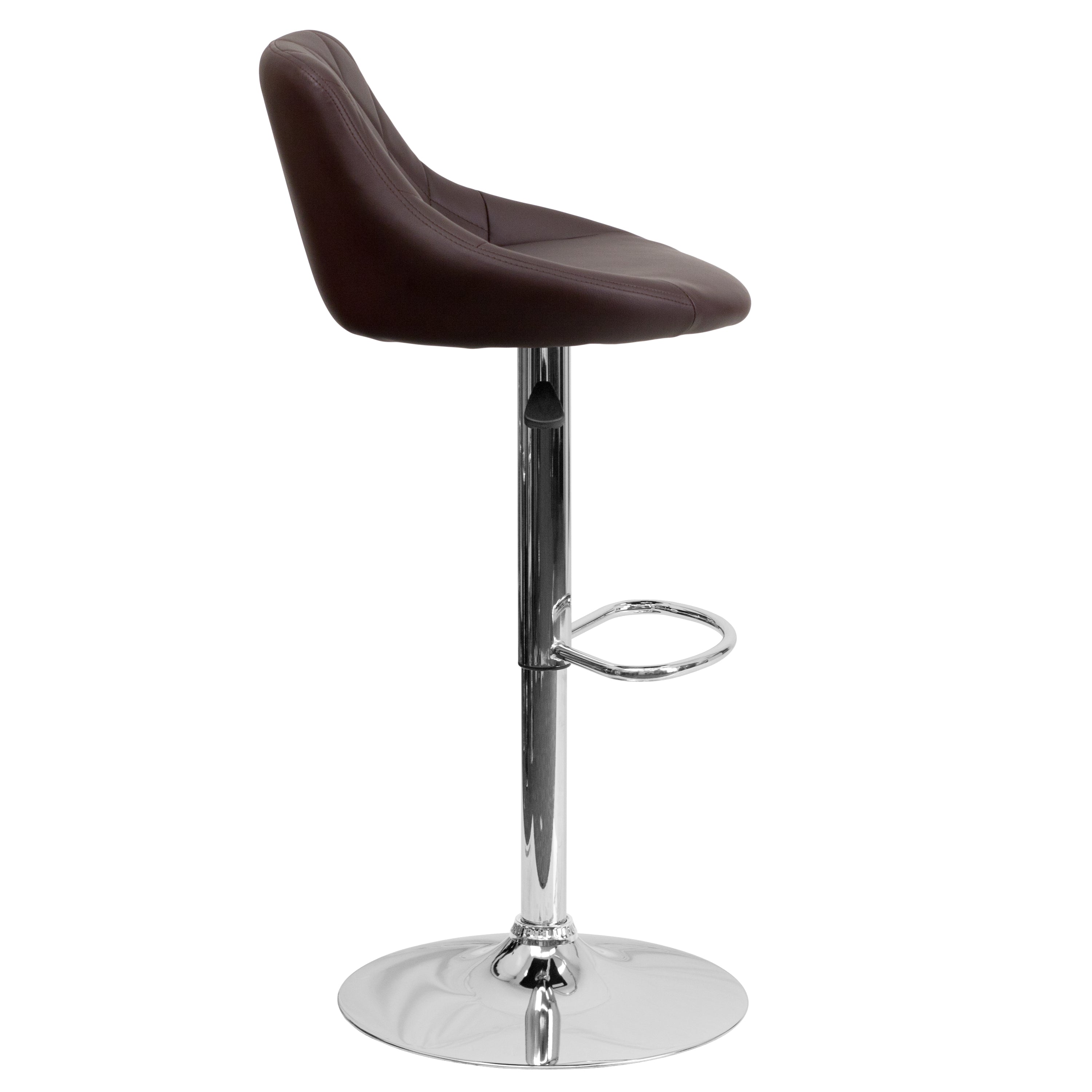 Contemporary Vinyl Bucket Seat Adjustable Height Barstool with Diamond Pattern Back and Chrome Base