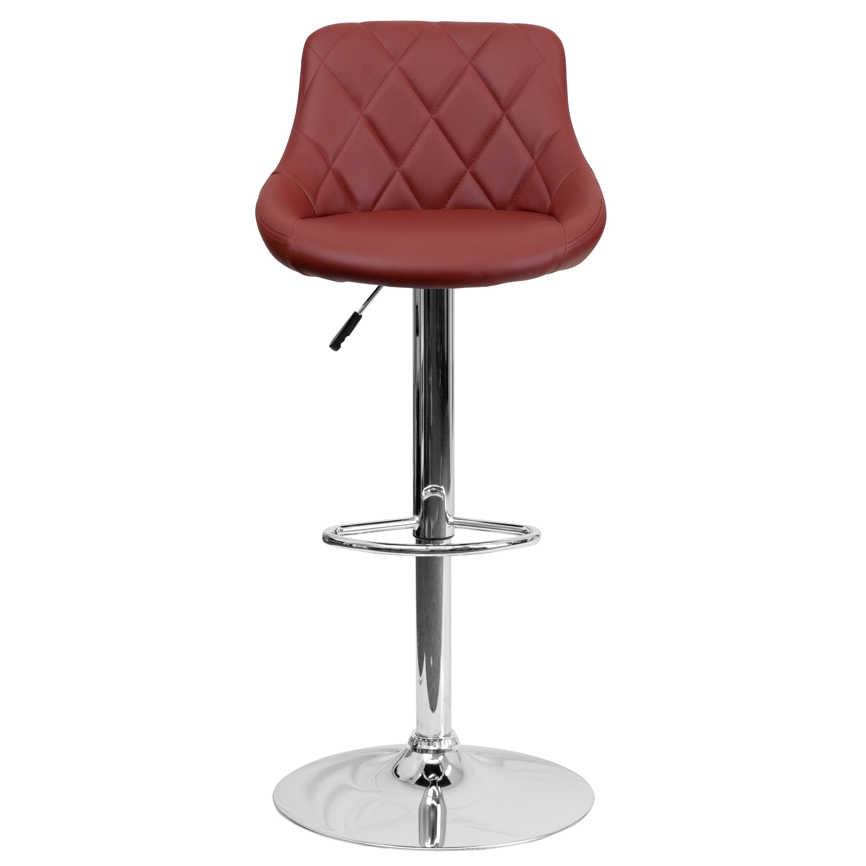 Contemporary Vinyl Bucket Seat Adjustable Height Barstool with Diamond Pattern Back and Chrome Base-Bar Stool-Flash Furniture-Wall2Wall Furnishings