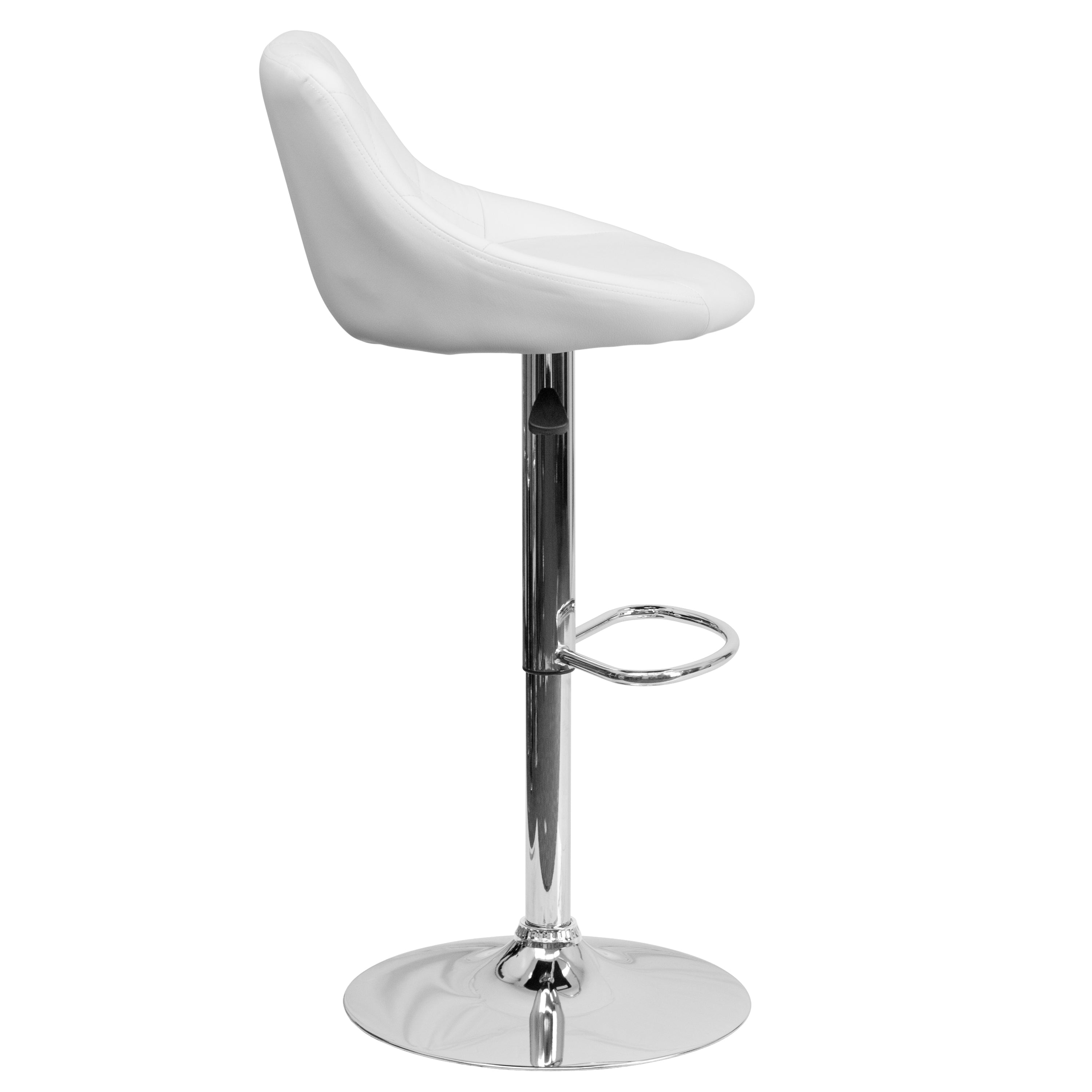 Contemporary Vinyl Bucket Seat Adjustable Height Barstool with Diamond Pattern Back and Chrome Base