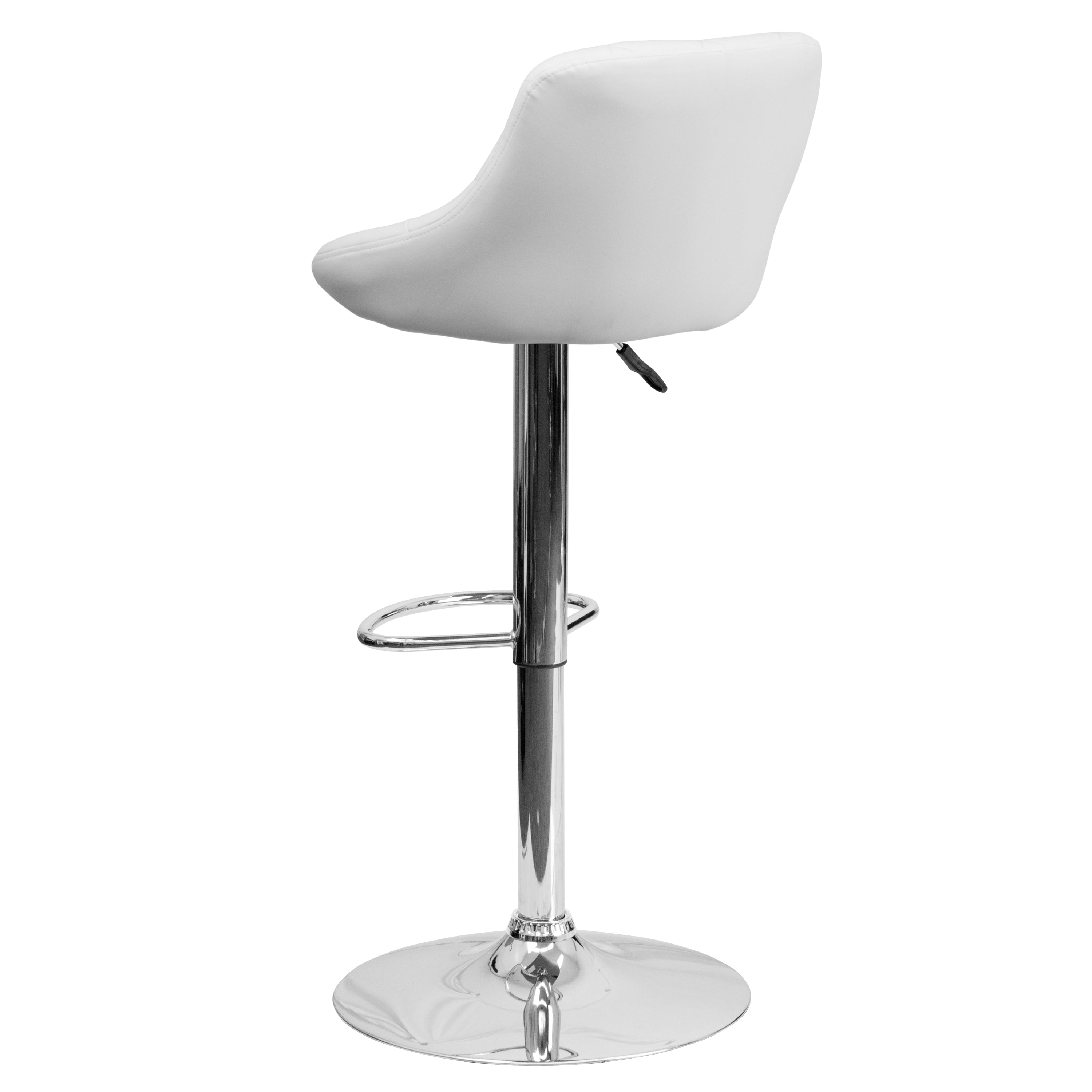 Contemporary Vinyl Bucket Seat Adjustable Height Barstool with Diamond Pattern Back and Chrome Base