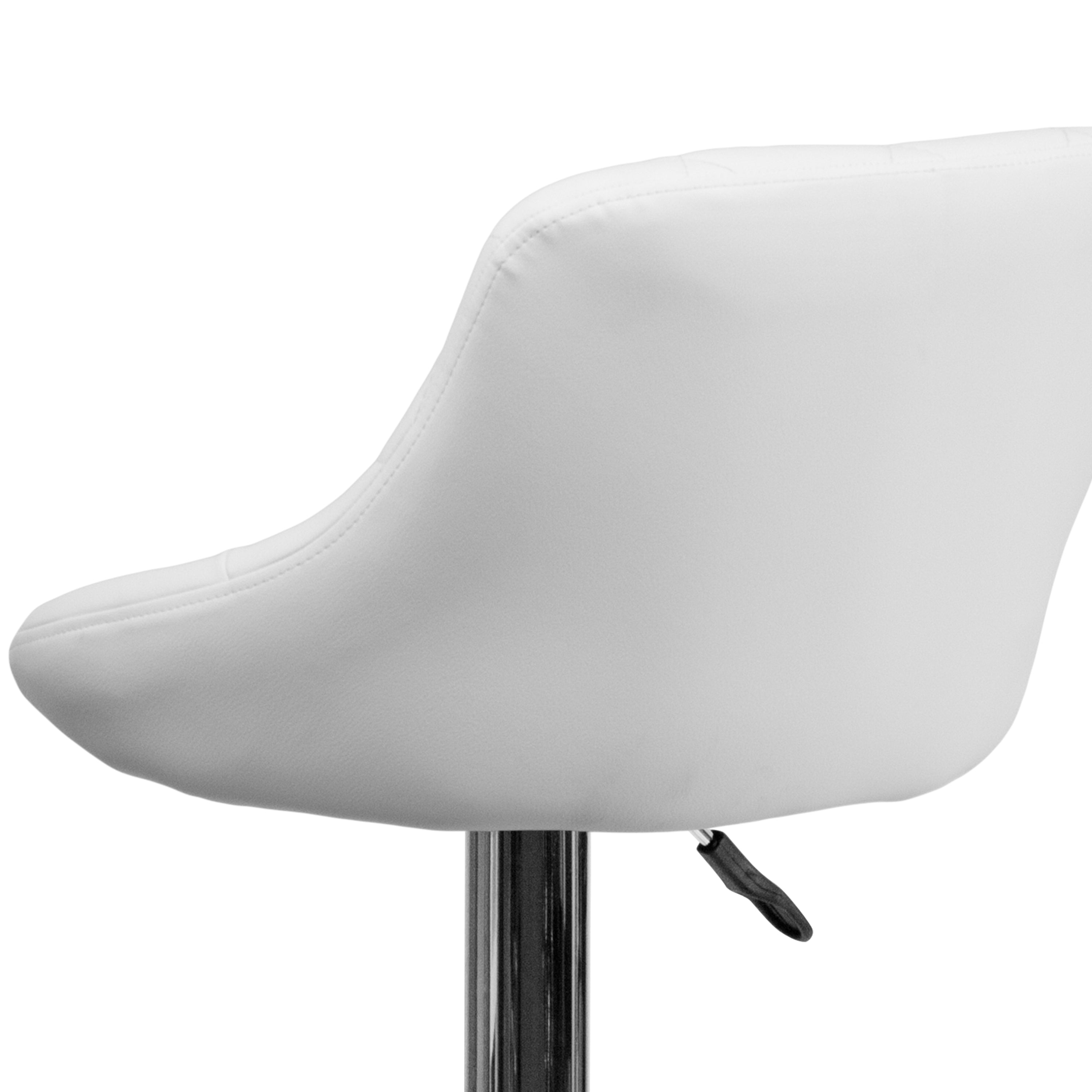 Contemporary Vinyl Bucket Seat Adjustable Height Barstool with Diamond Pattern Back and Chrome Base