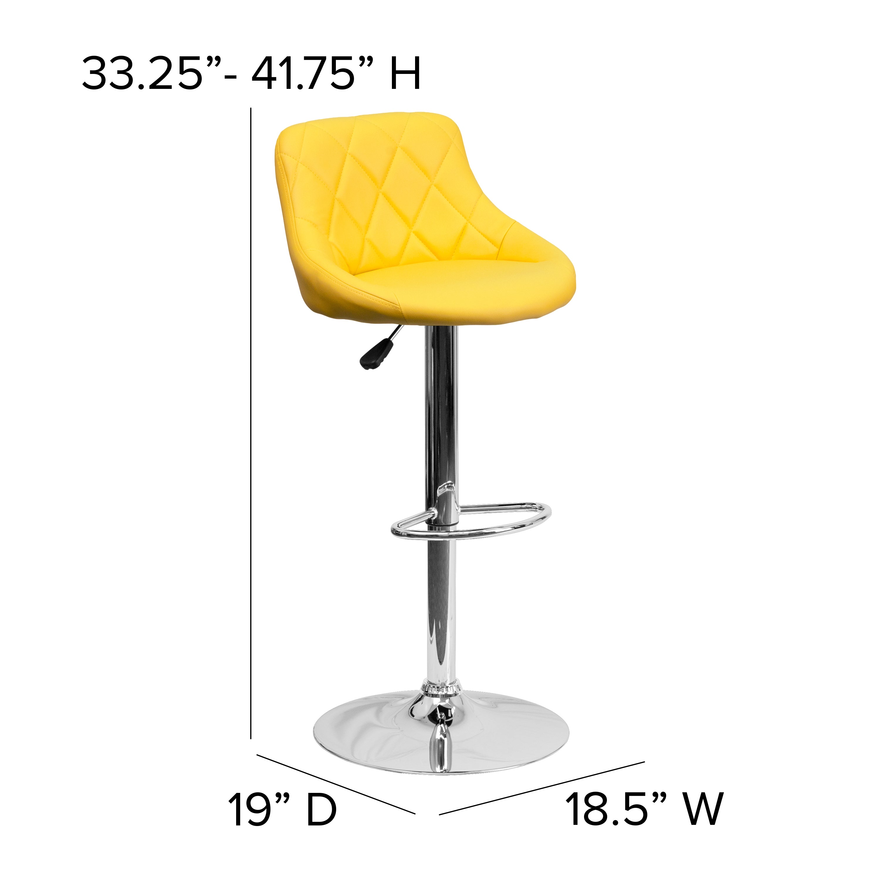 Contemporary Vinyl Bucket Seat Adjustable Height Barstool with Diamond Pattern Back and Chrome Base