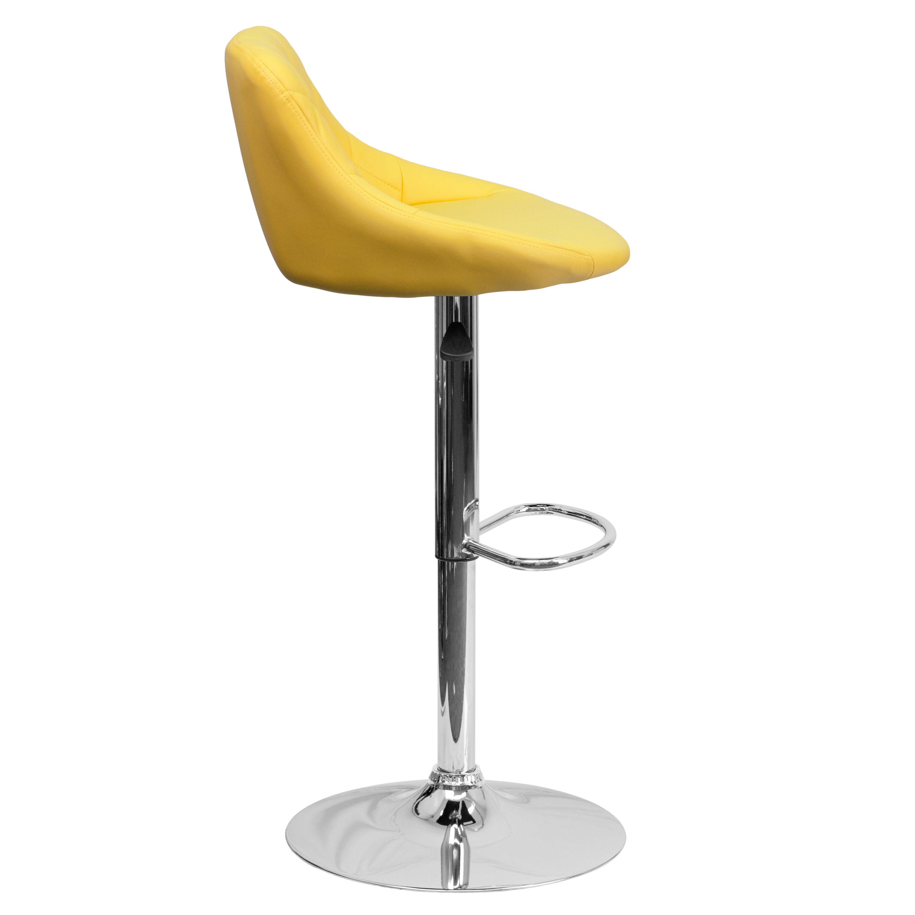 Contemporary Vinyl Bucket Seat Adjustable Height Barstool with Diamond Pattern Back and Chrome Base