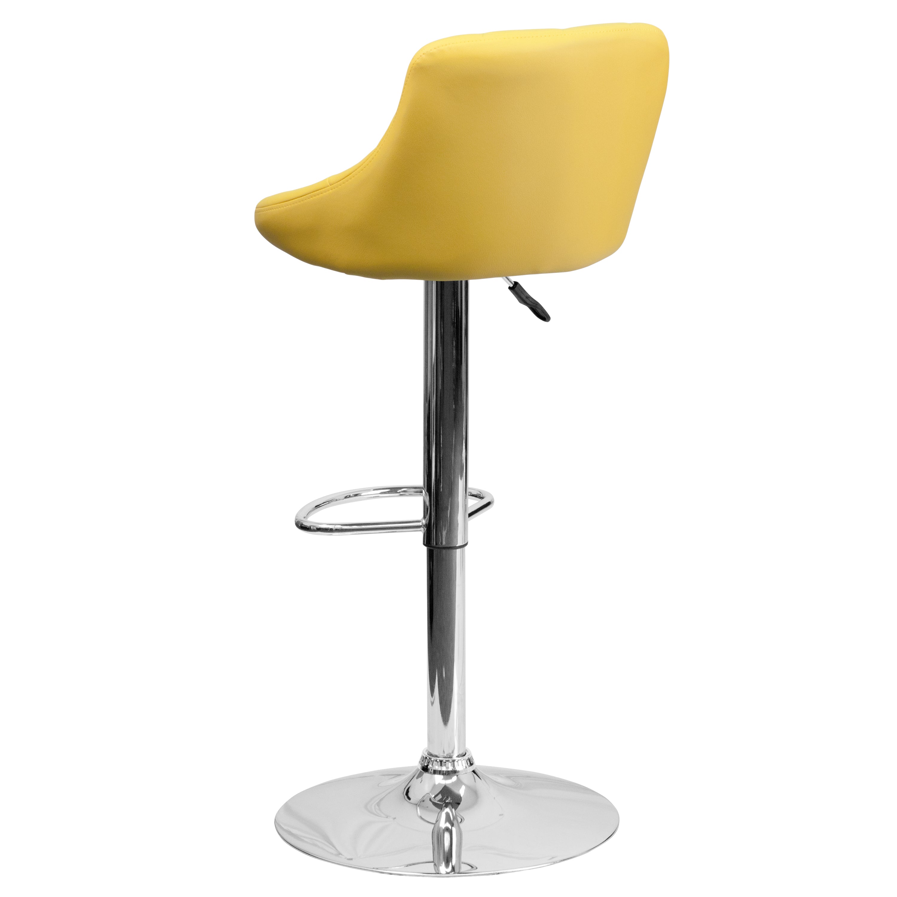 Contemporary Vinyl Bucket Seat Adjustable Height Barstool with Diamond Pattern Back and Chrome Base