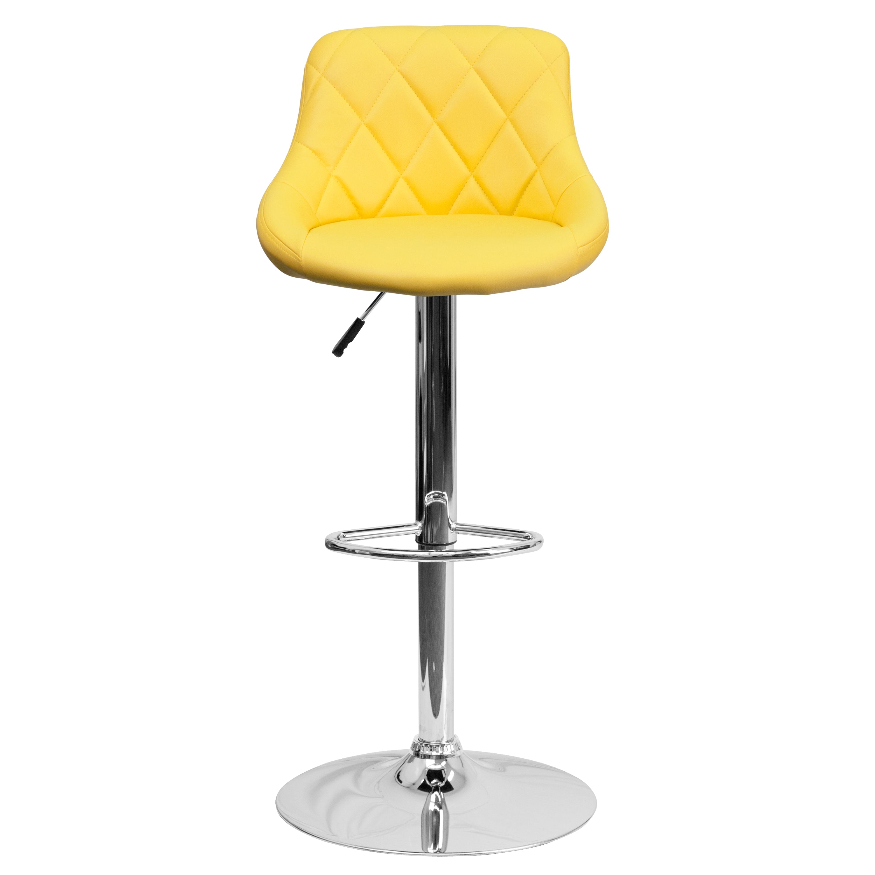 Contemporary Vinyl Bucket Seat Adjustable Height Barstool with Diamond Pattern Back and Chrome Base