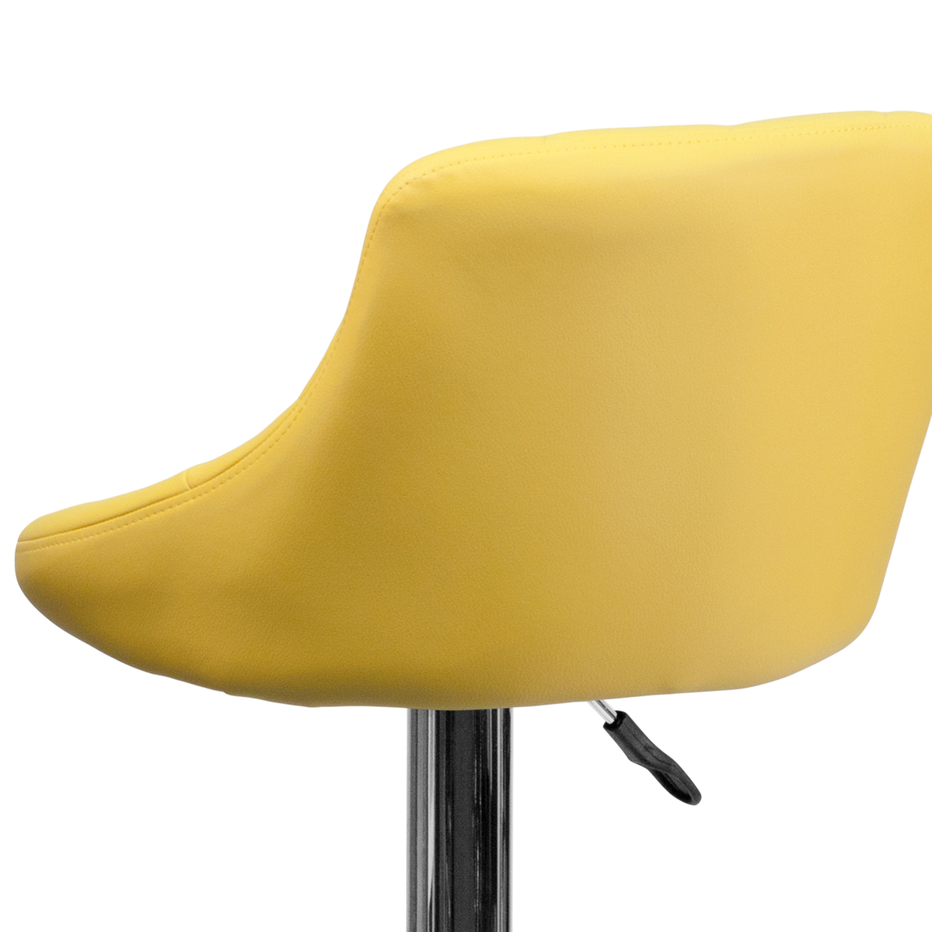 Contemporary Vinyl Bucket Seat Adjustable Height Barstool with Diamond Pattern Back and Chrome Base