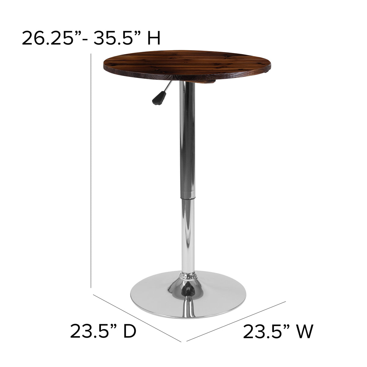 23.5'' Round Adjustable Height Wood Table (Adjustable Range 26.25'' - 35.5'')