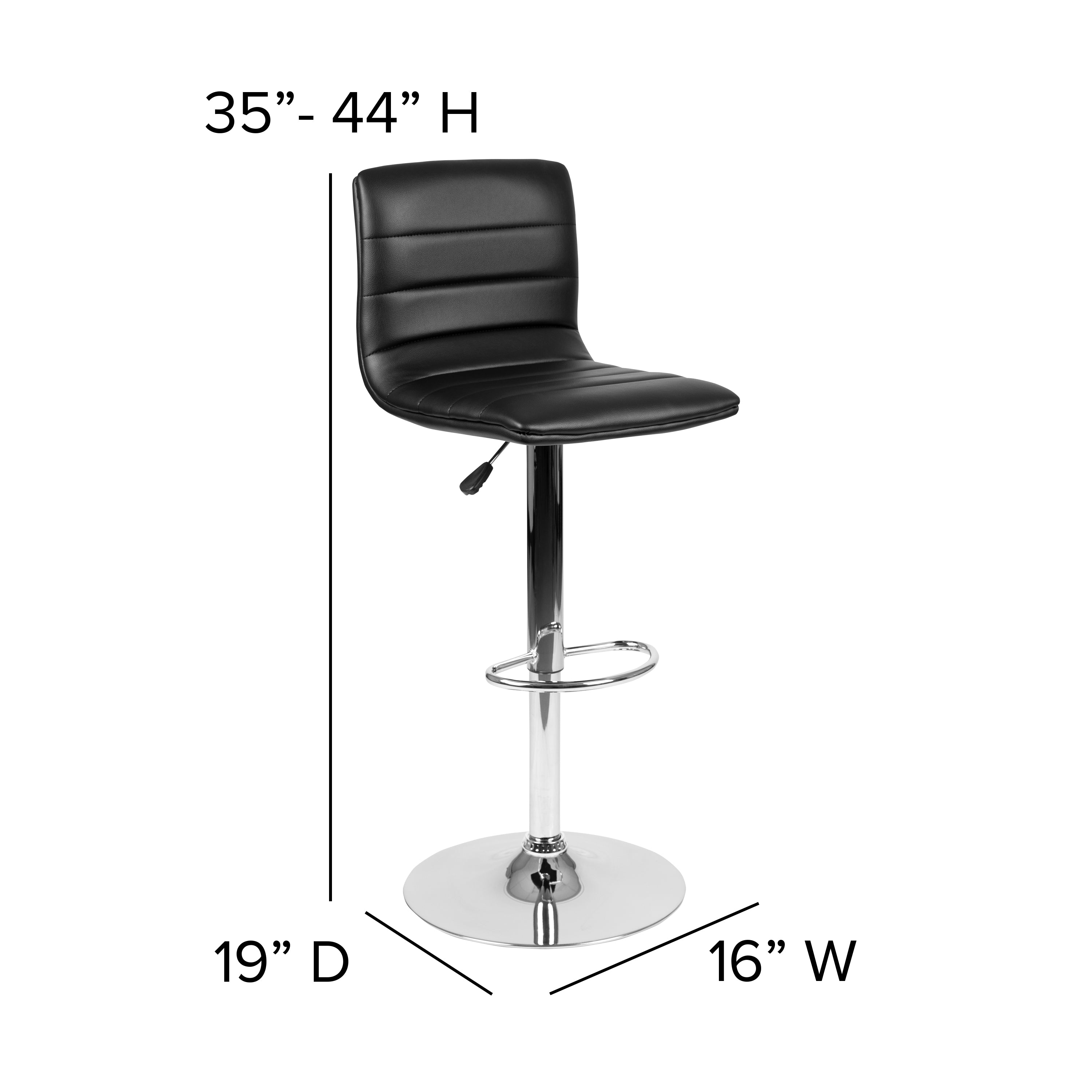 Modern Vinyl Adjustable Height Barstool with Back, Swivel Stool with Pedestal Base and Footrest