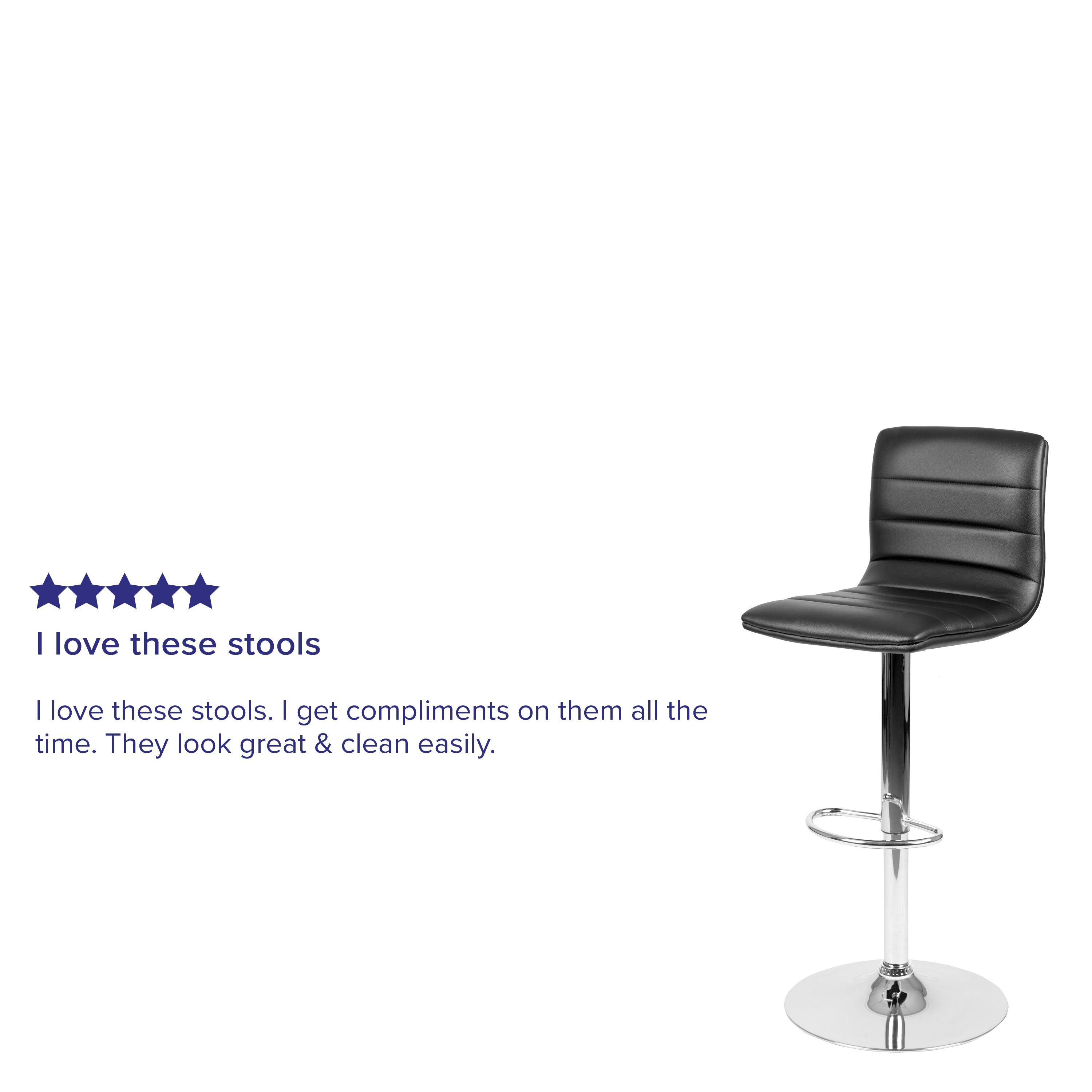 Modern Vinyl Adjustable Height Barstool with Back, Swivel Stool with Pedestal Base and Footrest