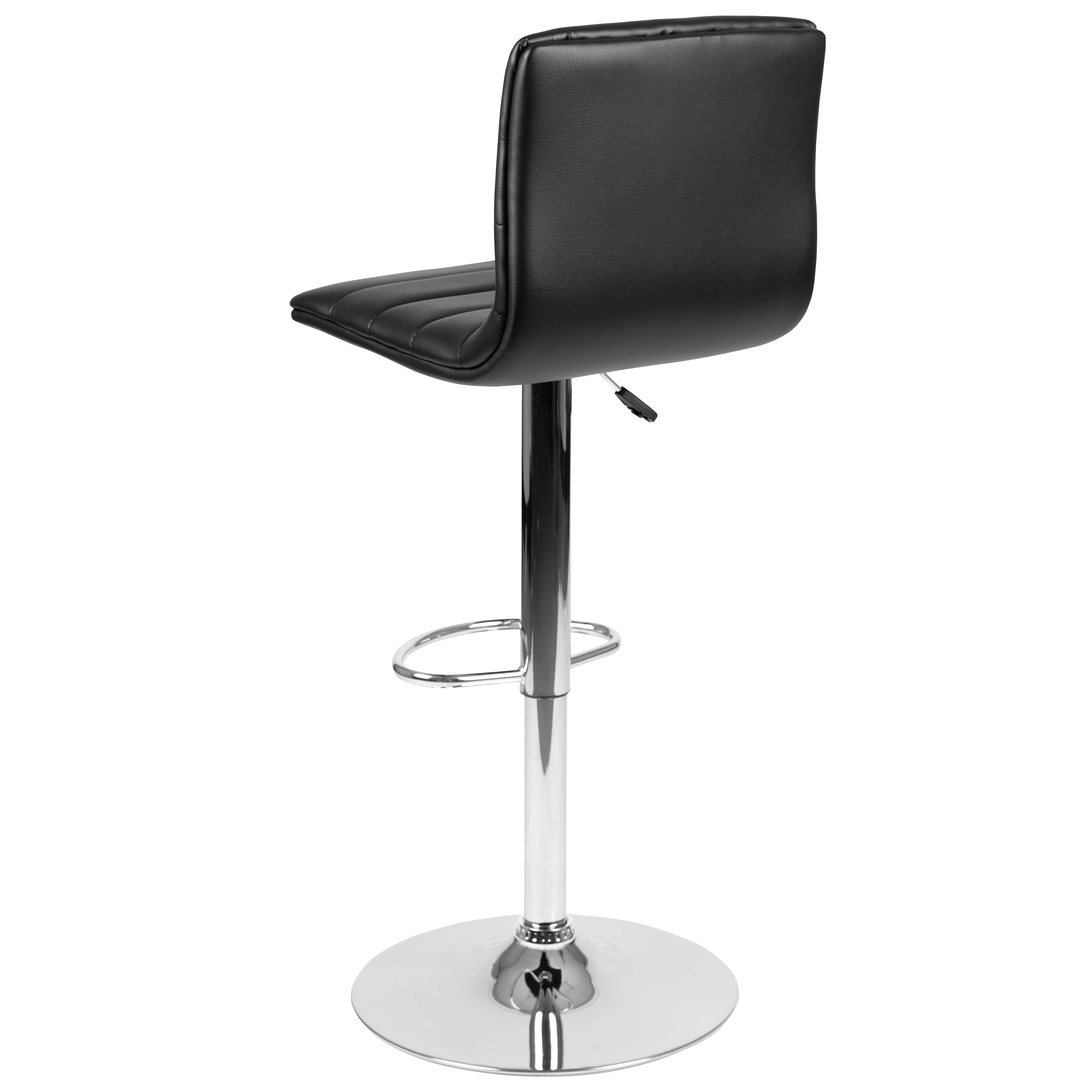 Modern Vinyl Adjustable Height Barstool with Back, Swivel Stool with Pedestal Base and Footrest