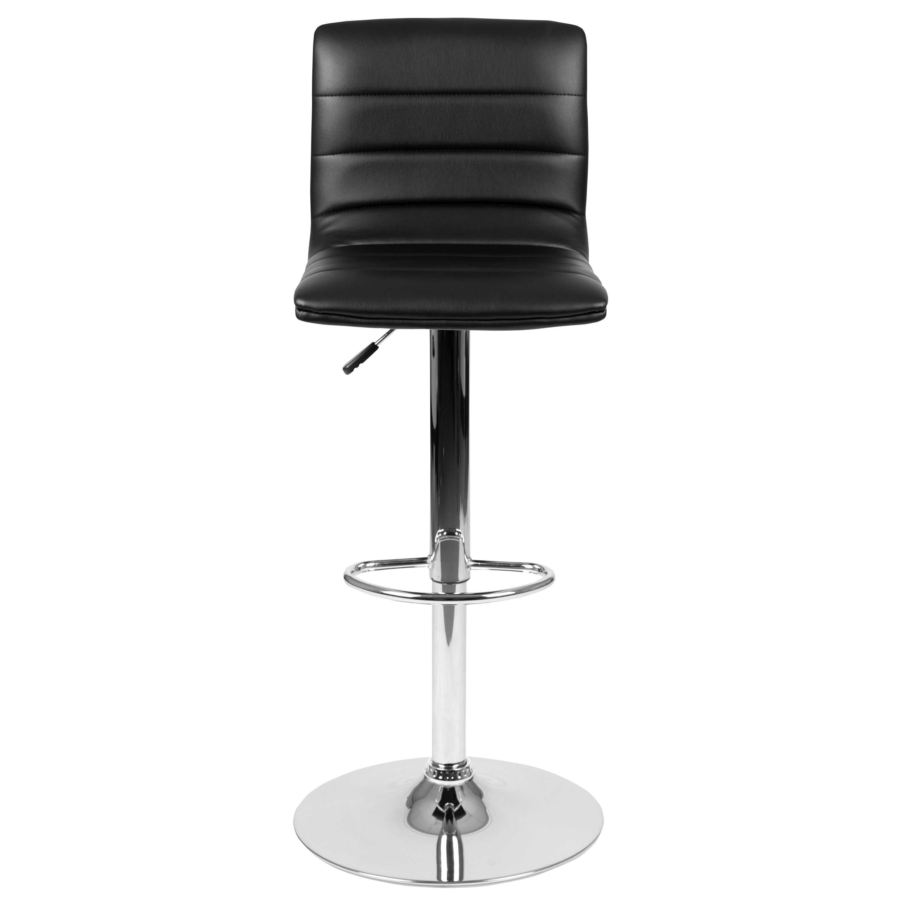 Modern Vinyl Adjustable Height Barstool with Back, Swivel Stool with Pedestal Base and Footrest