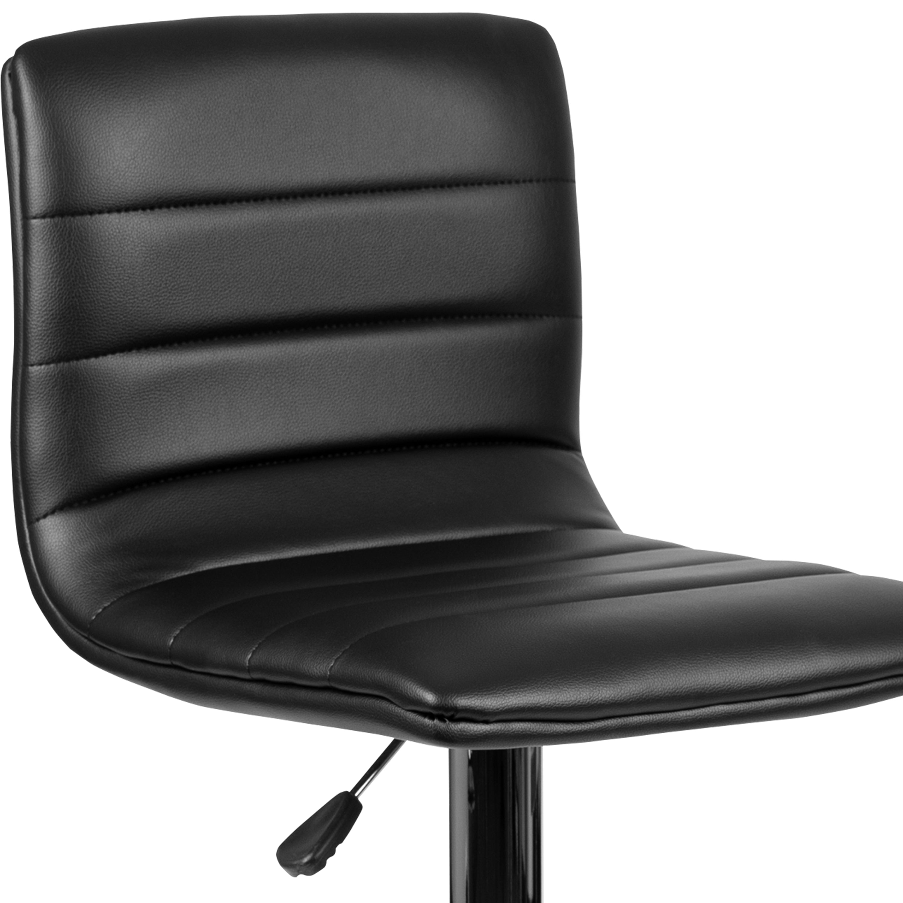 Modern Vinyl Adjustable Height Barstool with Back, Swivel Stool with Pedestal Base and Footrest