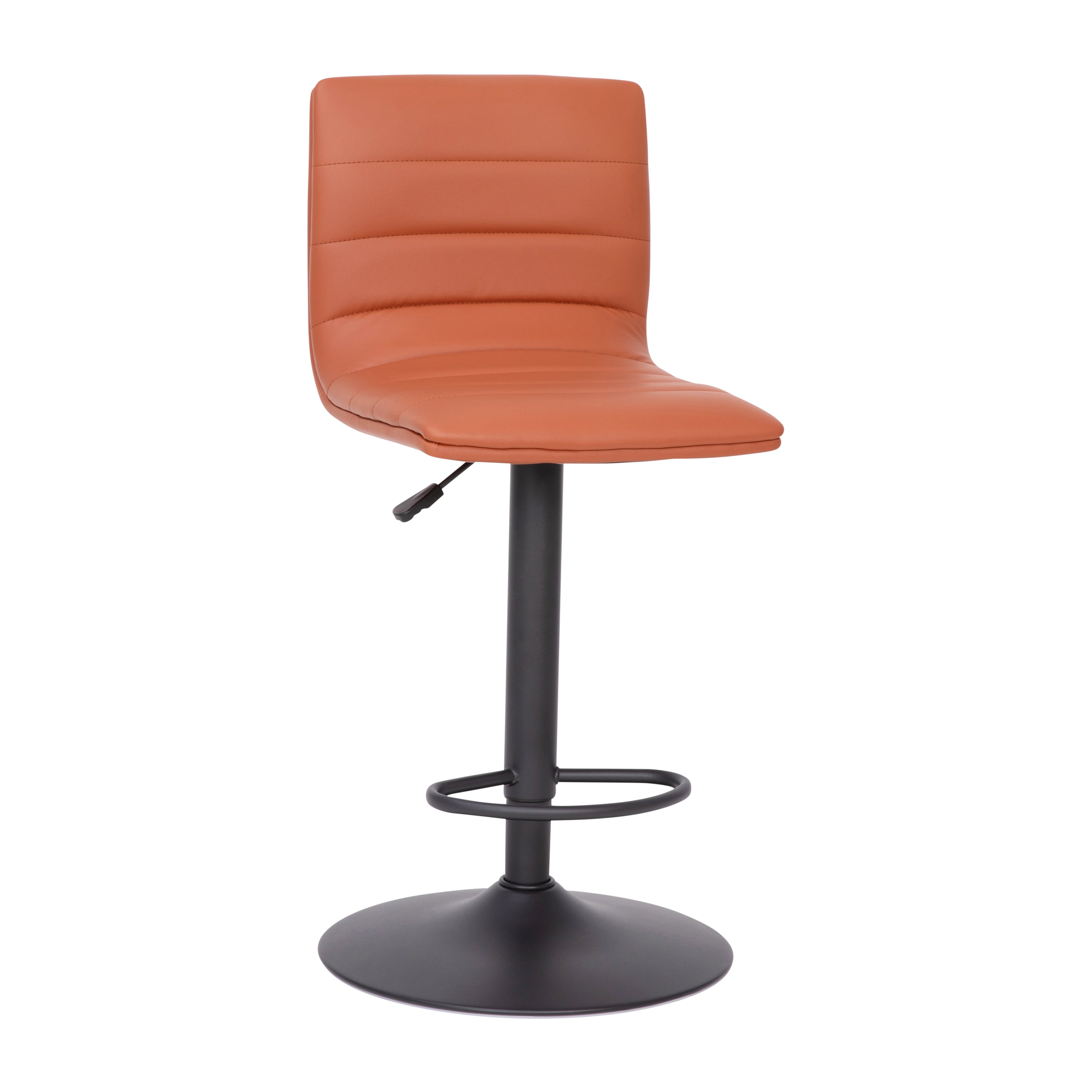 Modern Vinyl Adjustable Height Barstool with Back, Swivel Stool with Pedestal Base and Footrest