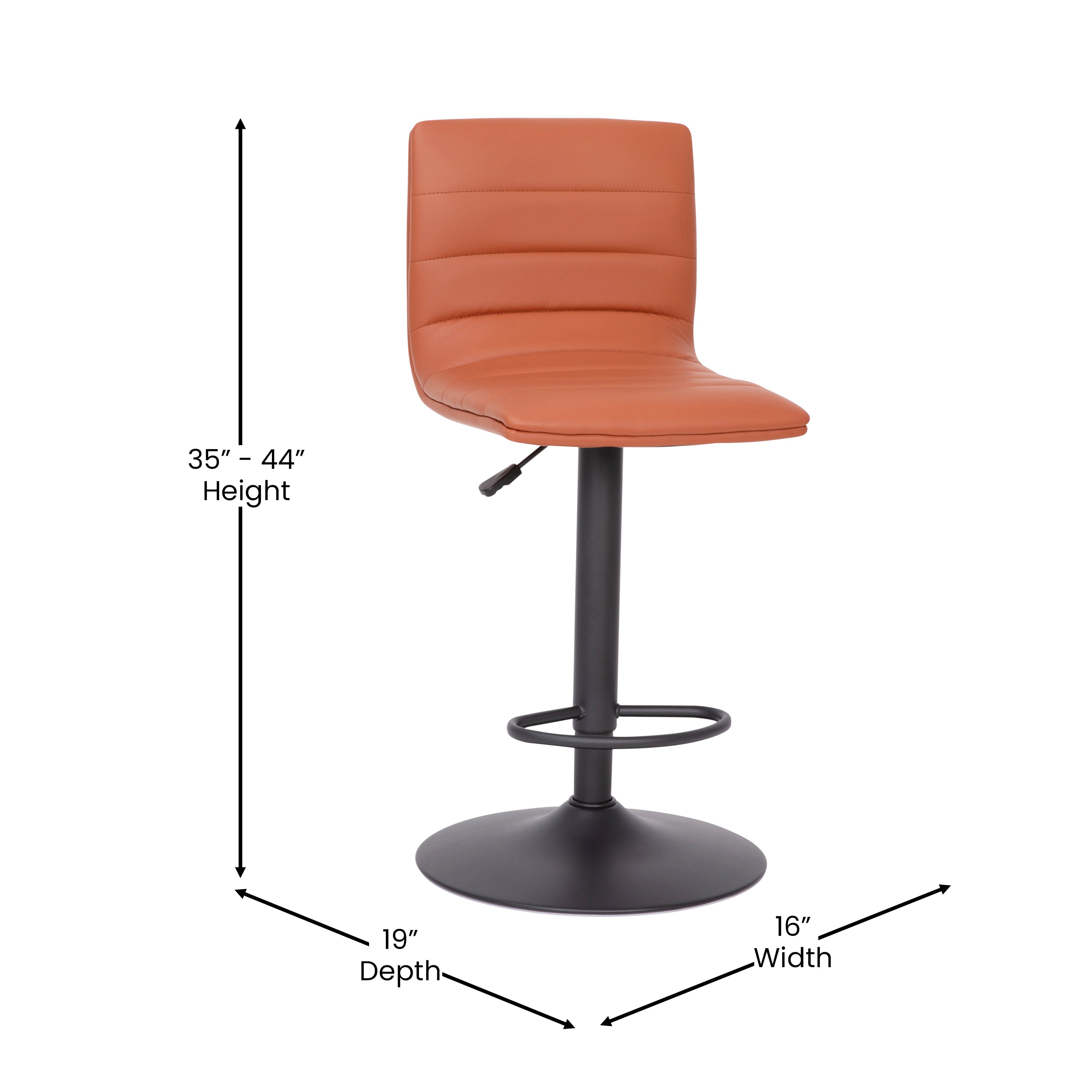 Modern Vinyl Adjustable Height Barstool with Back, Swivel Stool with Pedestal Base and Footrest