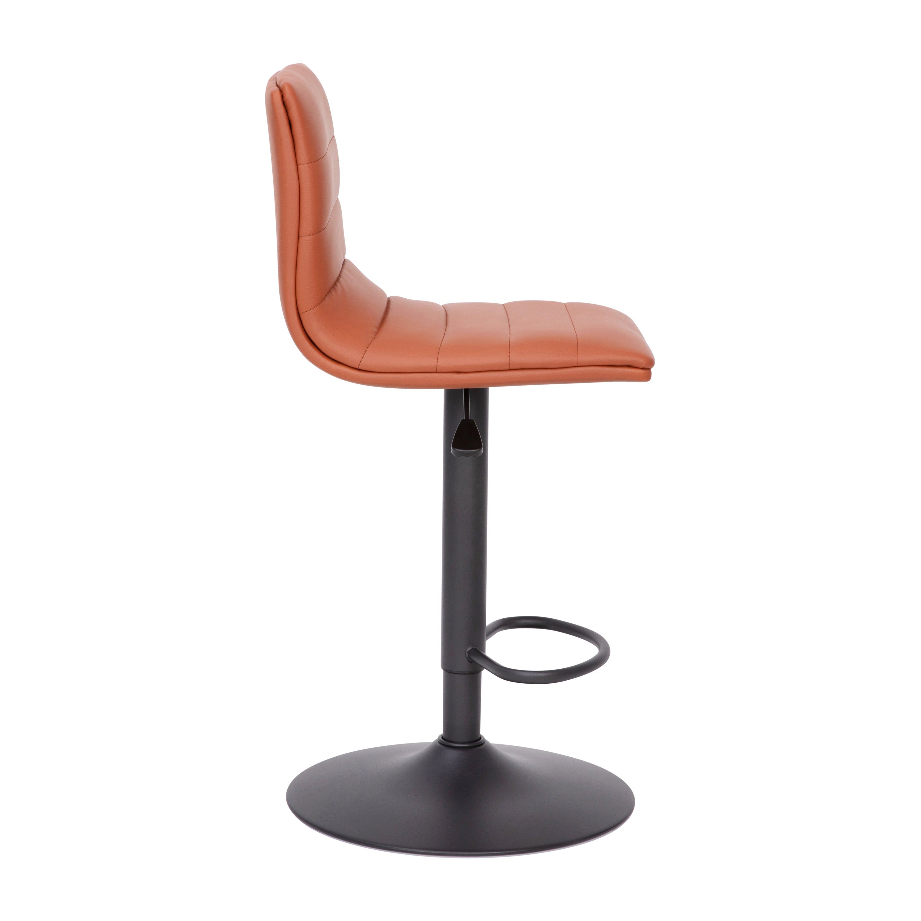 Modern Vinyl Adjustable Height Barstool with Back, Swivel Stool with Pedestal Base and Footrest