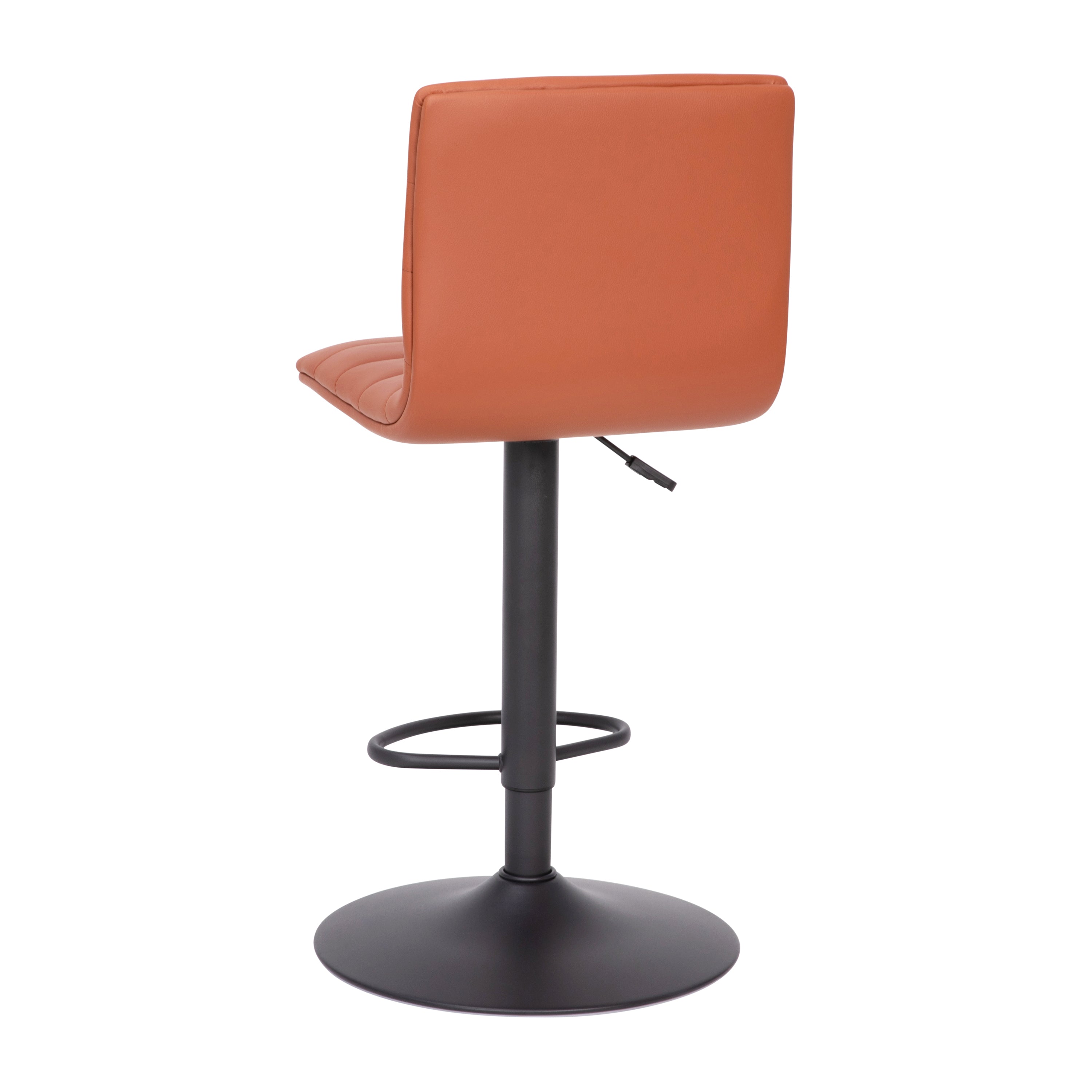 Modern Vinyl Adjustable Height Barstool with Back, Swivel Stool with Pedestal Base and Footrest