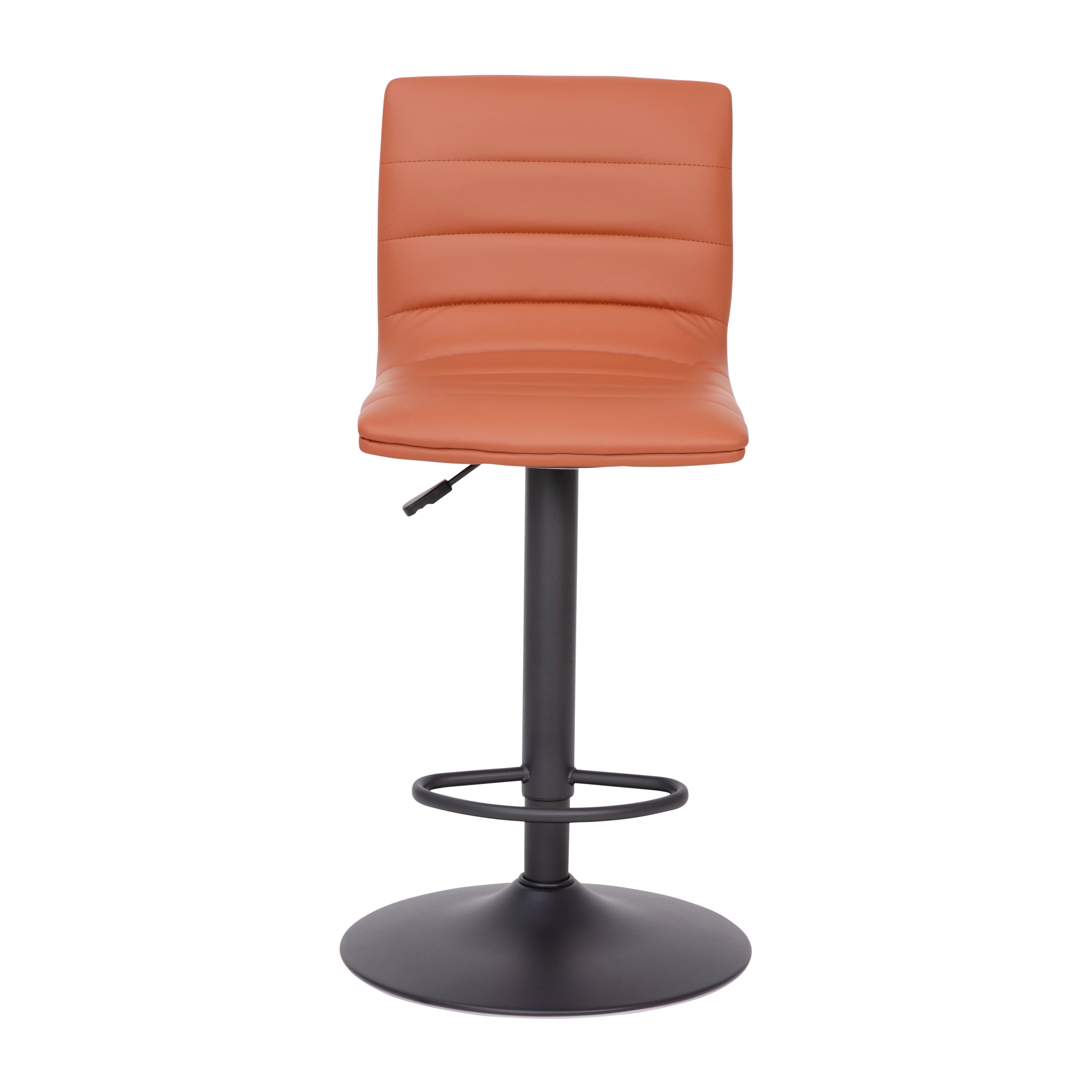 Modern Vinyl Adjustable Height Barstool with Back, Swivel Stool with Pedestal Base and Footrest