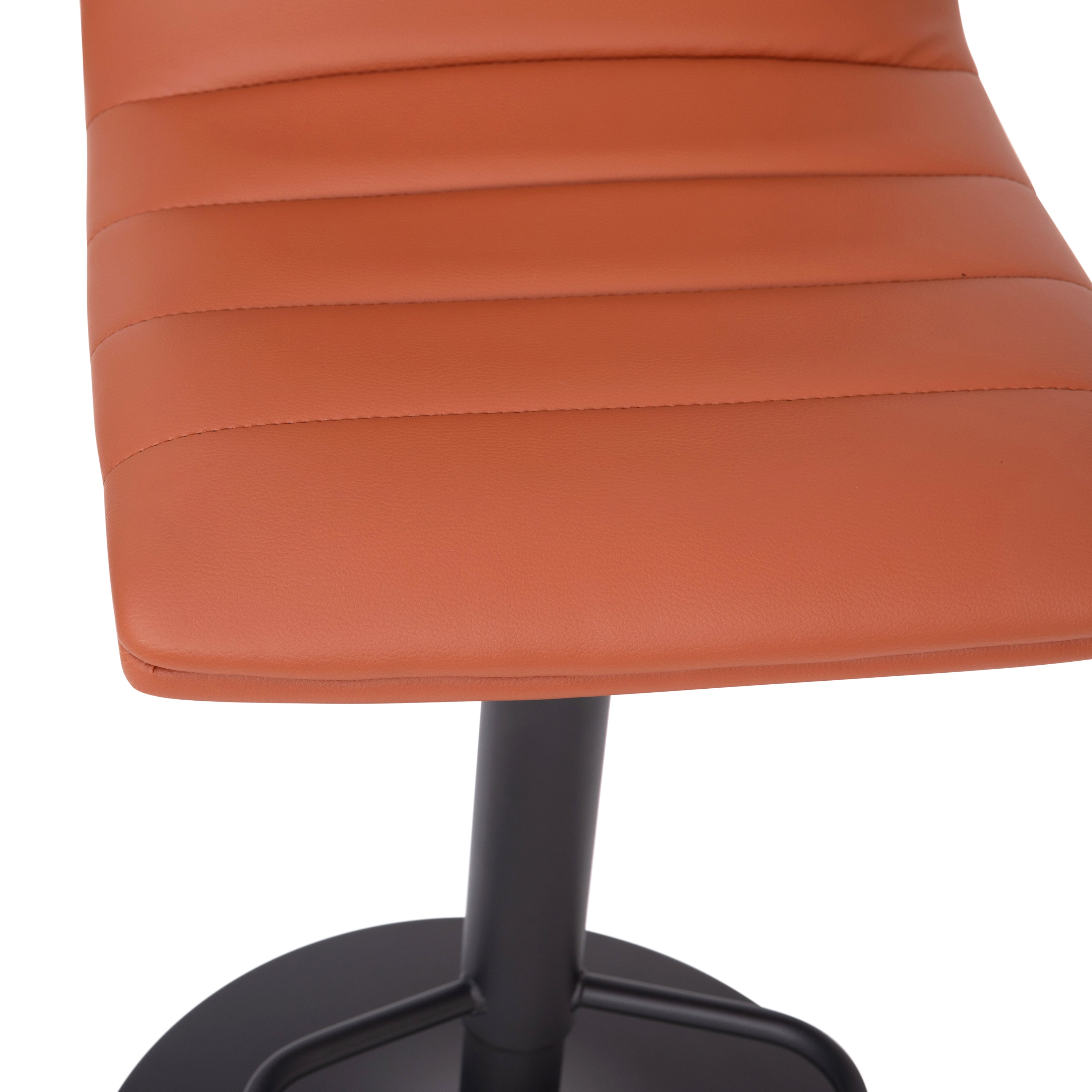 Modern Vinyl Adjustable Height Barstool with Back, Swivel Stool with Pedestal Base and Footrest