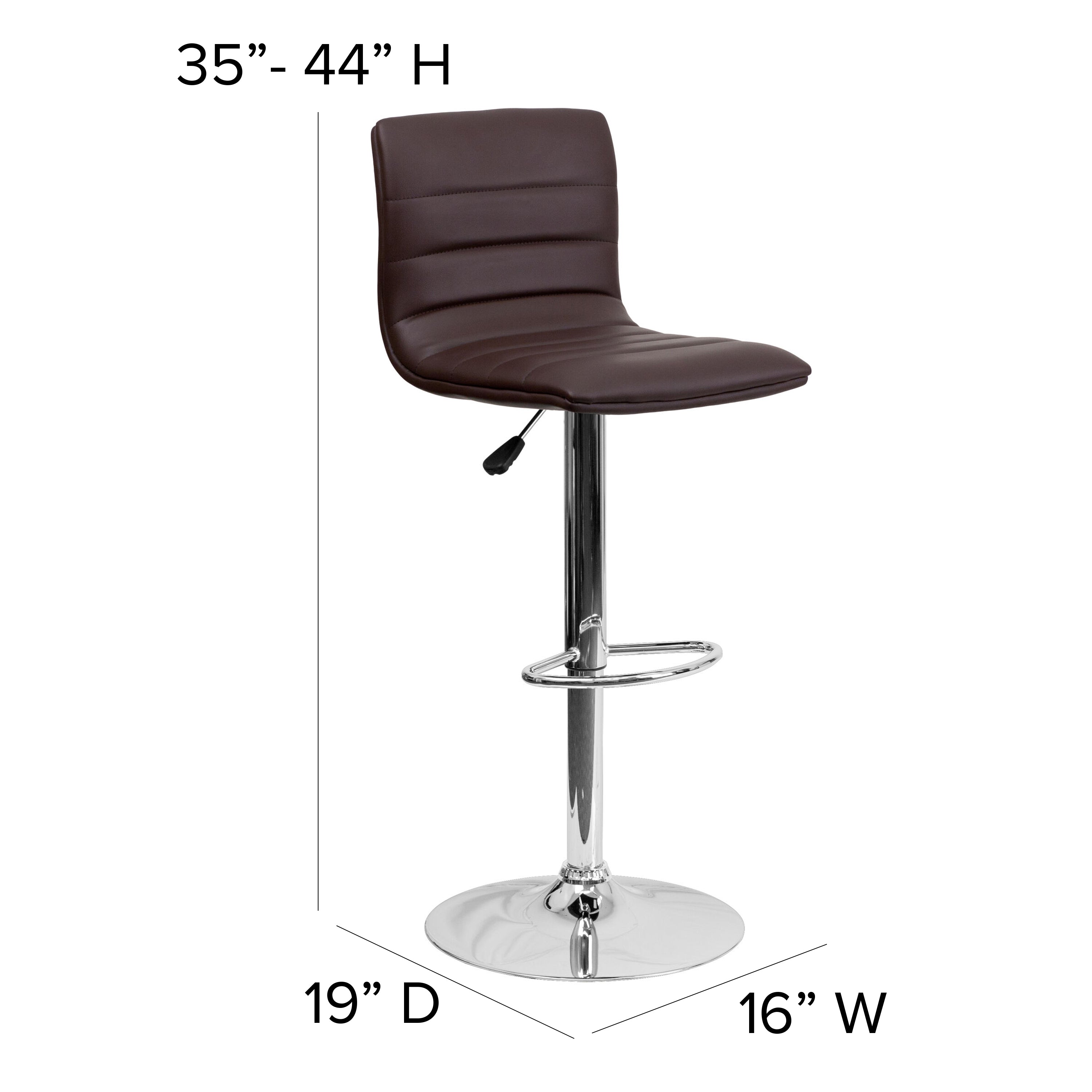 Modern Vinyl Adjustable Height Barstool with Back, Swivel Stool with Pedestal Base and Footrest
