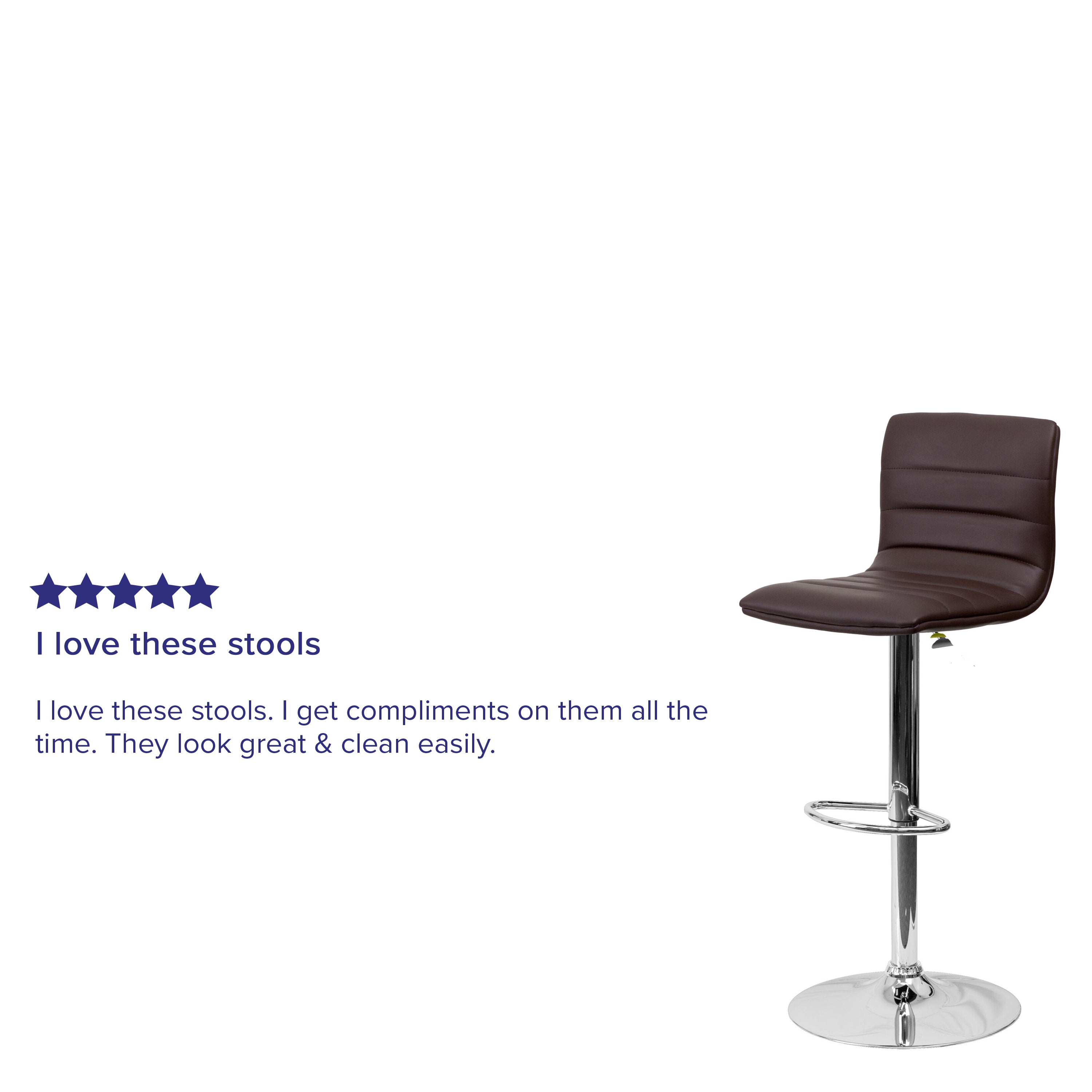 Modern Vinyl Adjustable Height Barstool with Back, Swivel Stool with Pedestal Base and Footrest