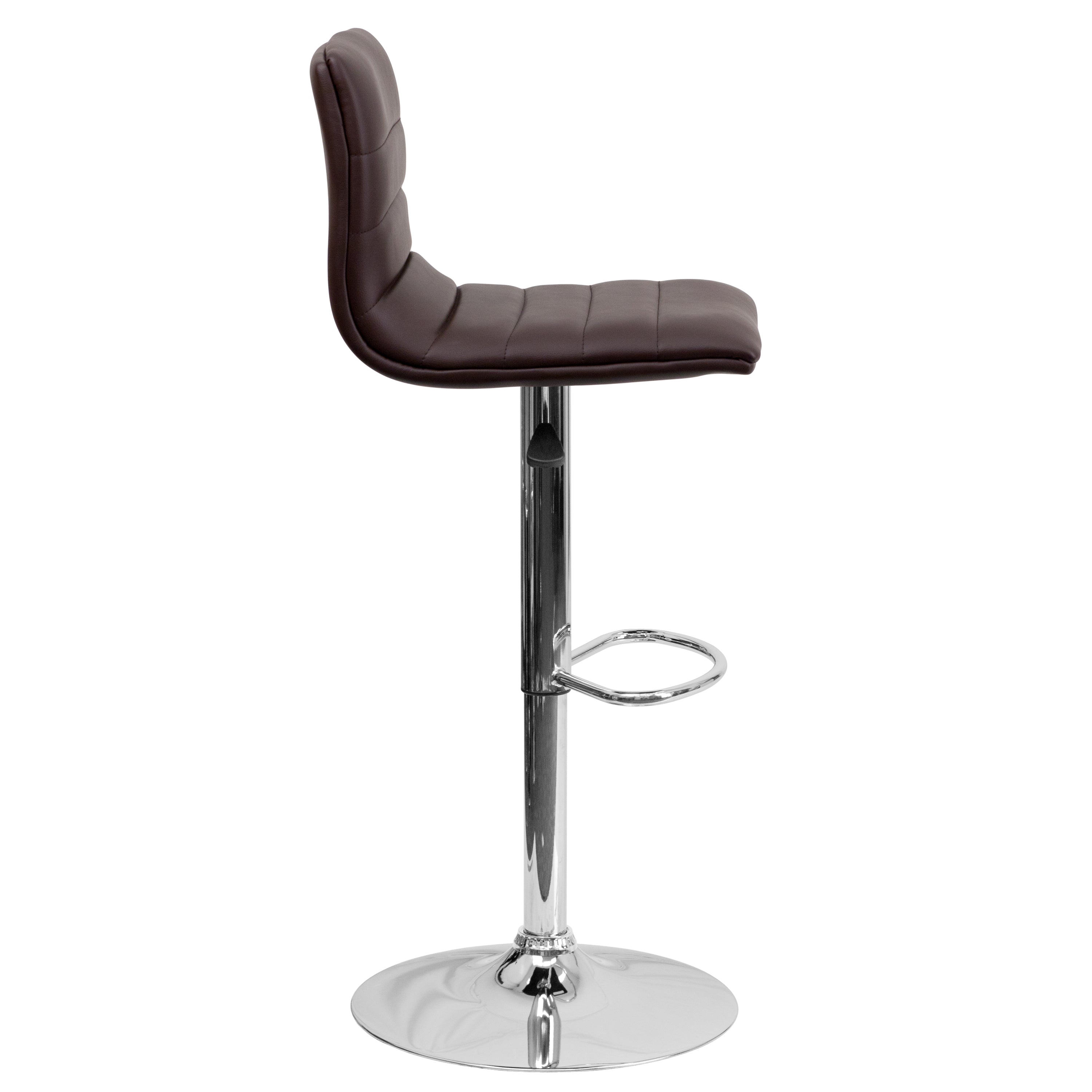 Modern Vinyl Adjustable Height Barstool with Back, Swivel Stool with Pedestal Base and Footrest