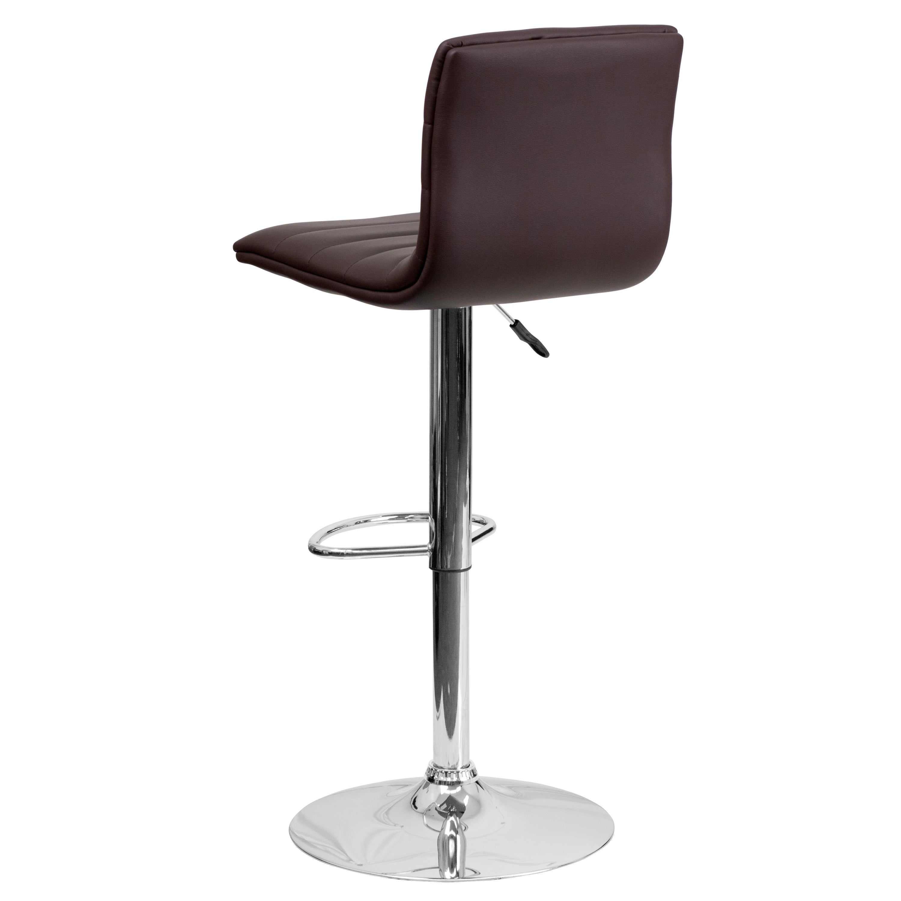 Modern Vinyl Adjustable Height Barstool with Back, Swivel Stool with Pedestal Base and Footrest
