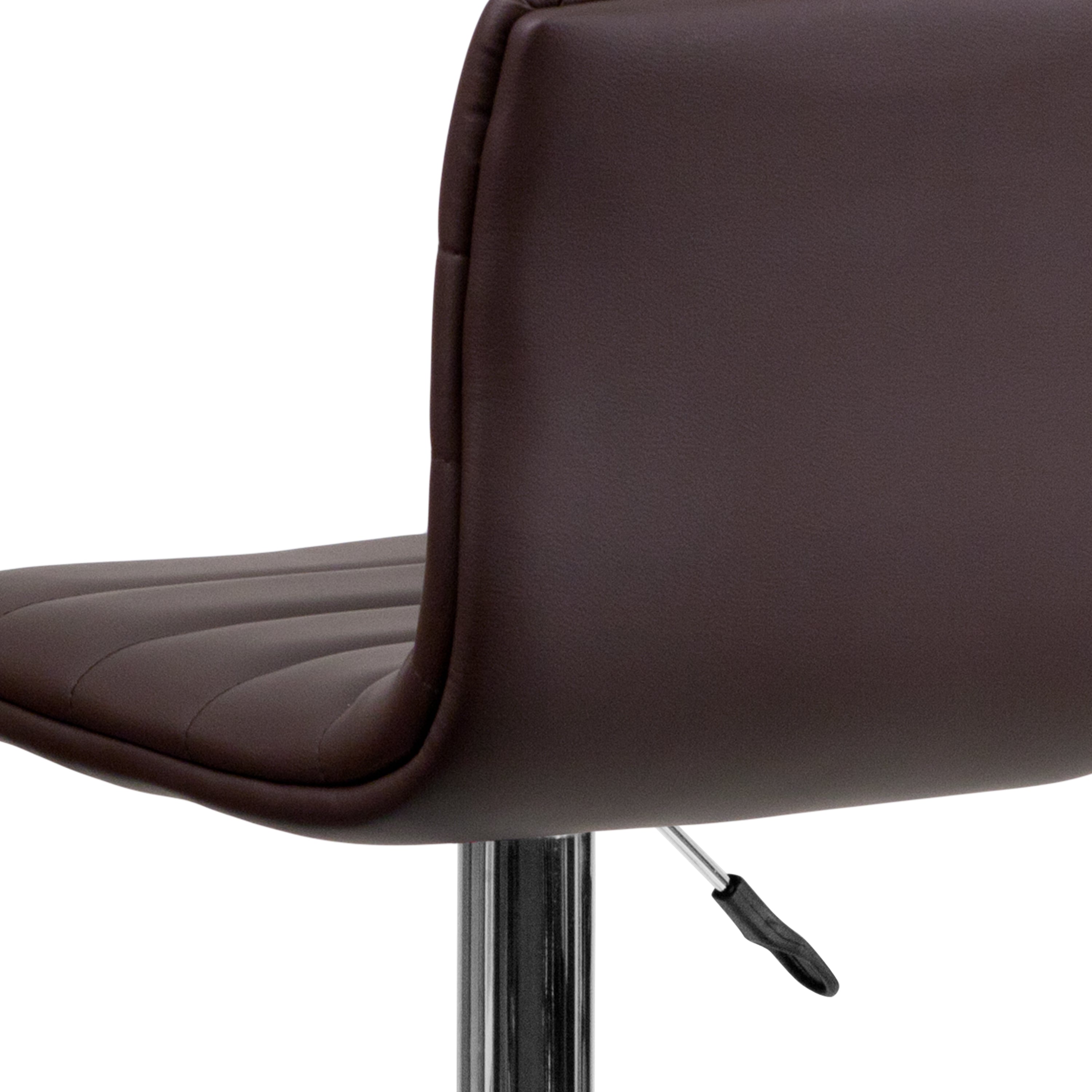 Modern Vinyl Adjustable Height Barstool with Back, Swivel Stool with Pedestal Base and Footrest