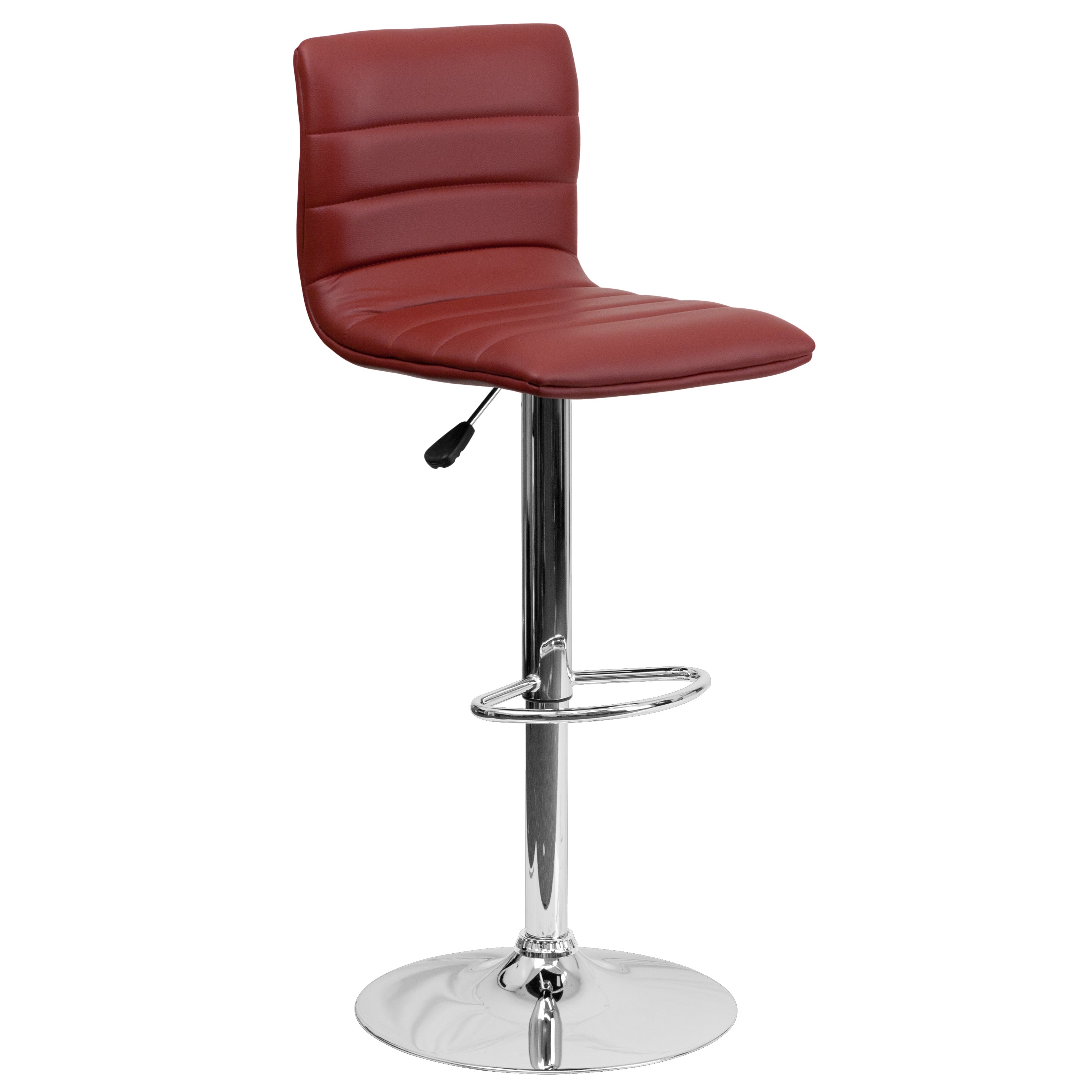 Modern Vinyl Adjustable Height Barstool with Back, Swivel Stool with Pedestal Base and Footrest
