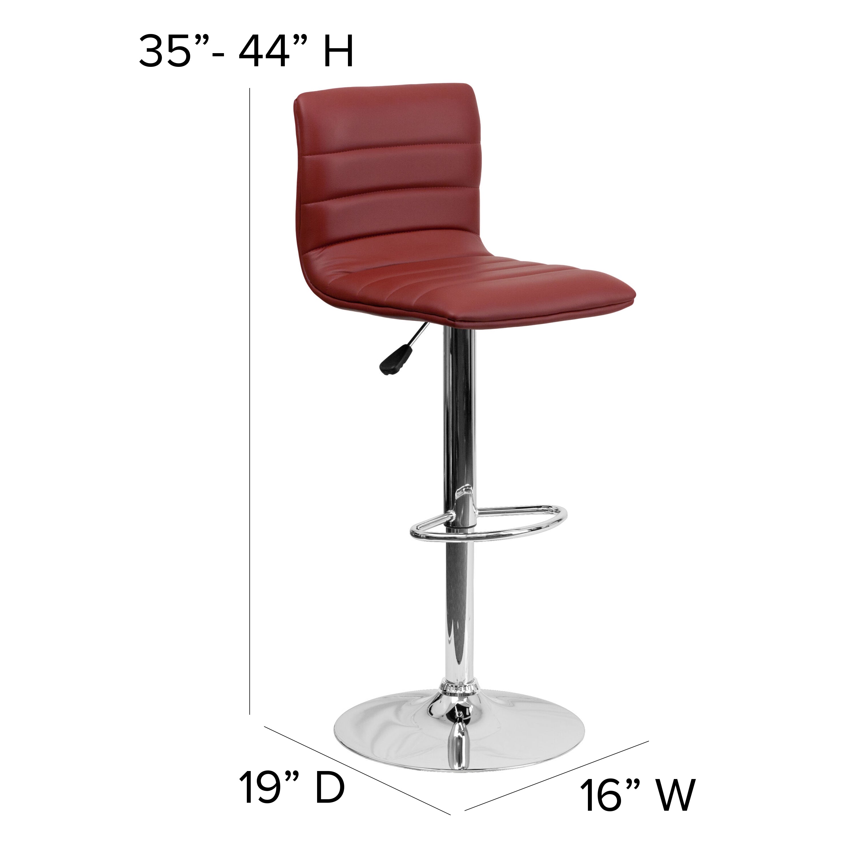 Modern Vinyl Adjustable Height Barstool with Back, Swivel Stool with Pedestal Base and Footrest
