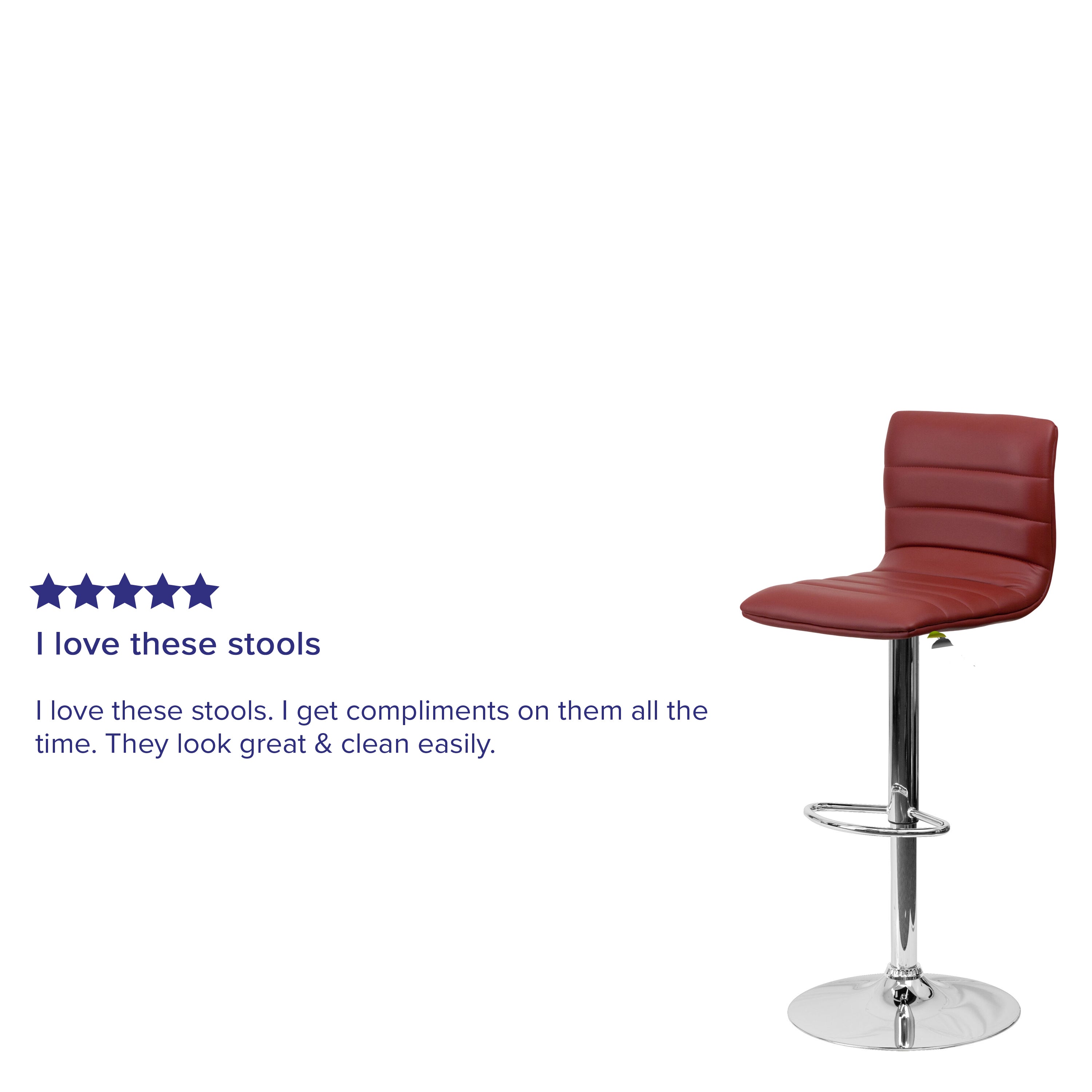 Modern Vinyl Adjustable Height Barstool with Back, Swivel Stool with Pedestal Base and Footrest