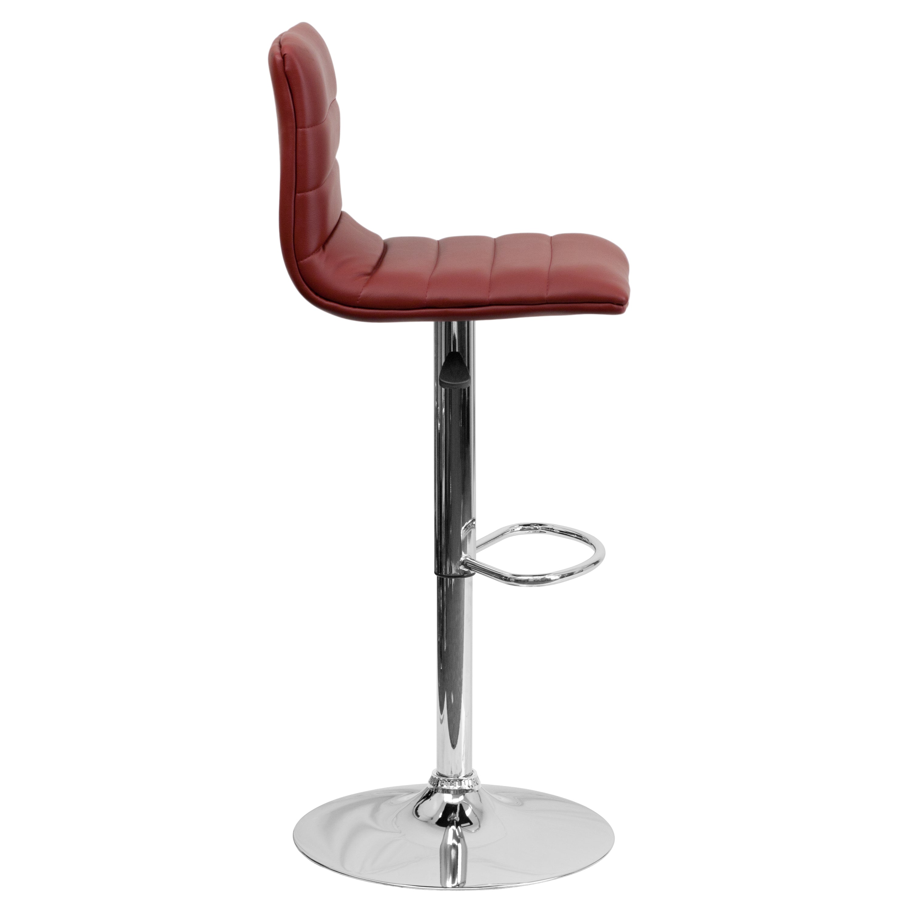 Modern Vinyl Adjustable Height Barstool with Back, Swivel Stool with Pedestal Base and Footrest
