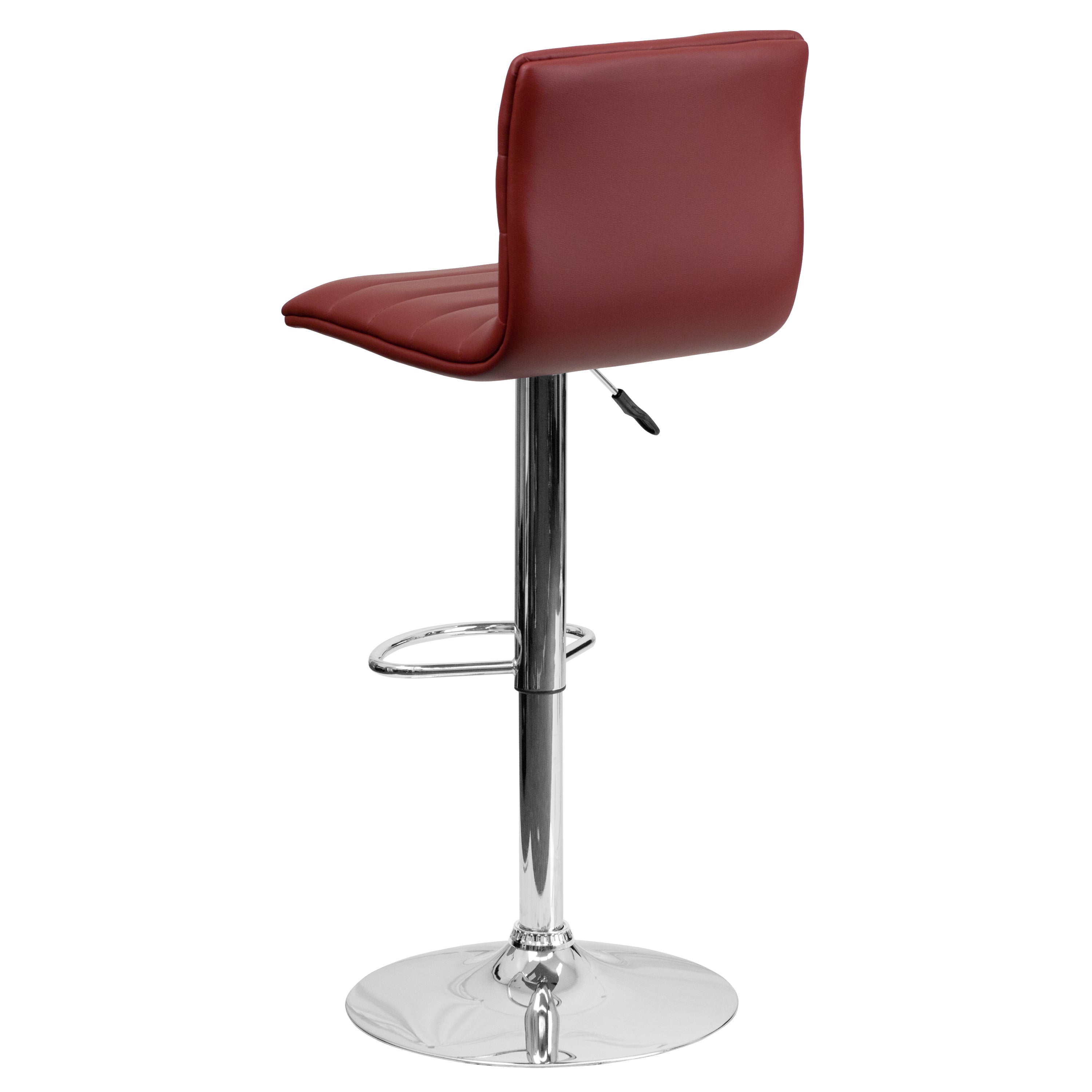 Modern Vinyl Adjustable Height Barstool with Back, Swivel Stool with Pedestal Base and Footrest