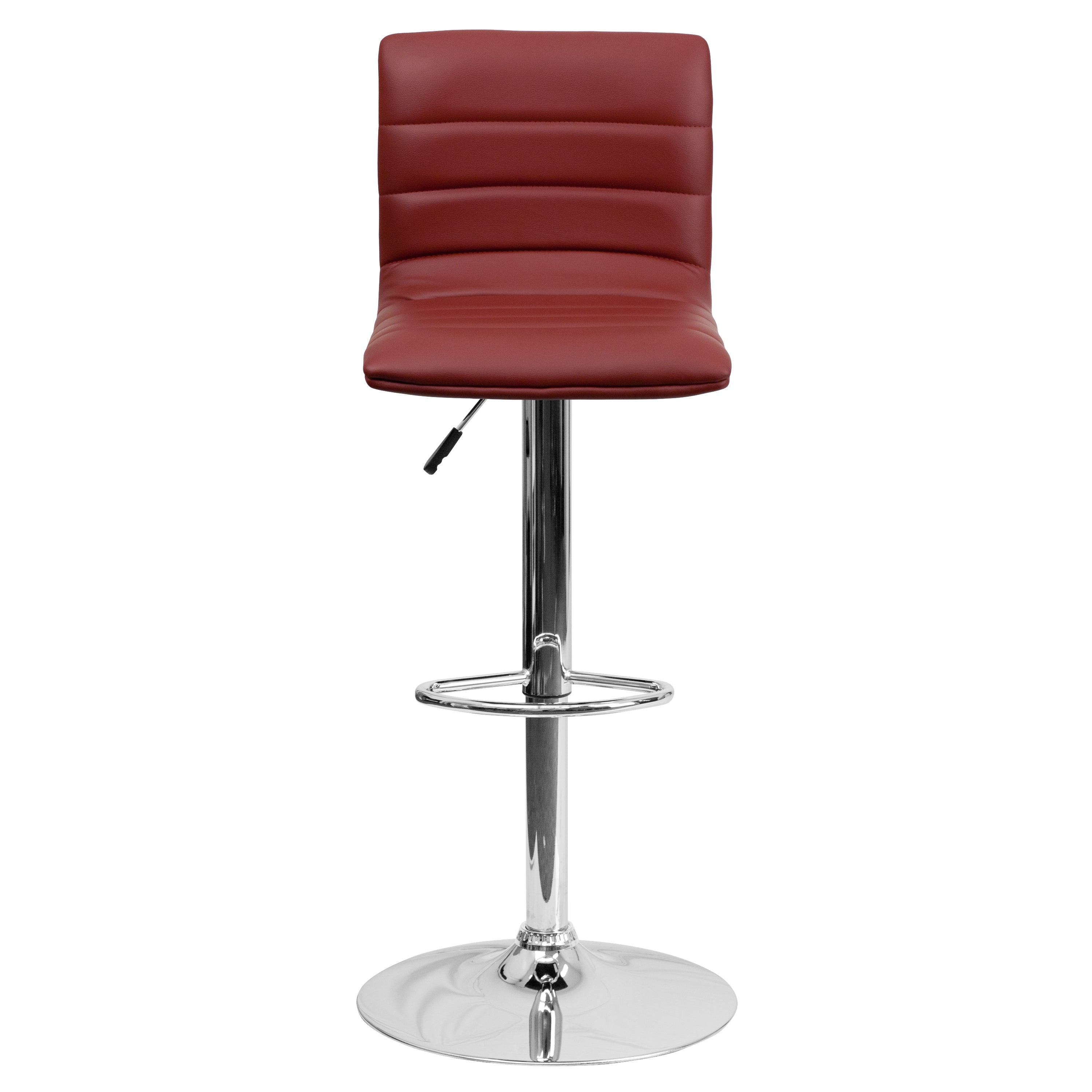Modern Vinyl Adjustable Height Barstool with Back, Swivel Stool with Pedestal Base and Footrest
