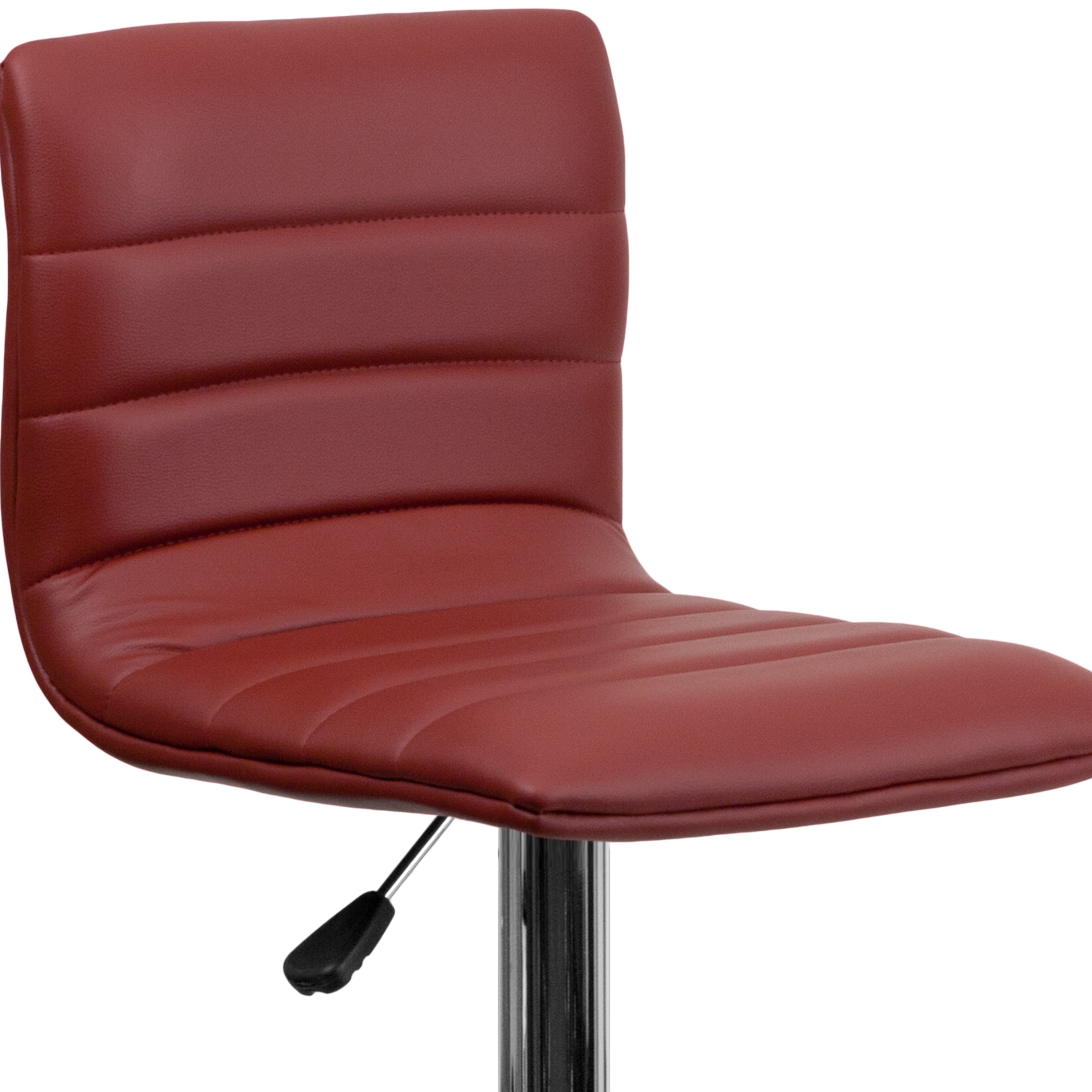 Modern Vinyl Adjustable Height Barstool with Back, Swivel Stool with Pedestal Base and Footrest