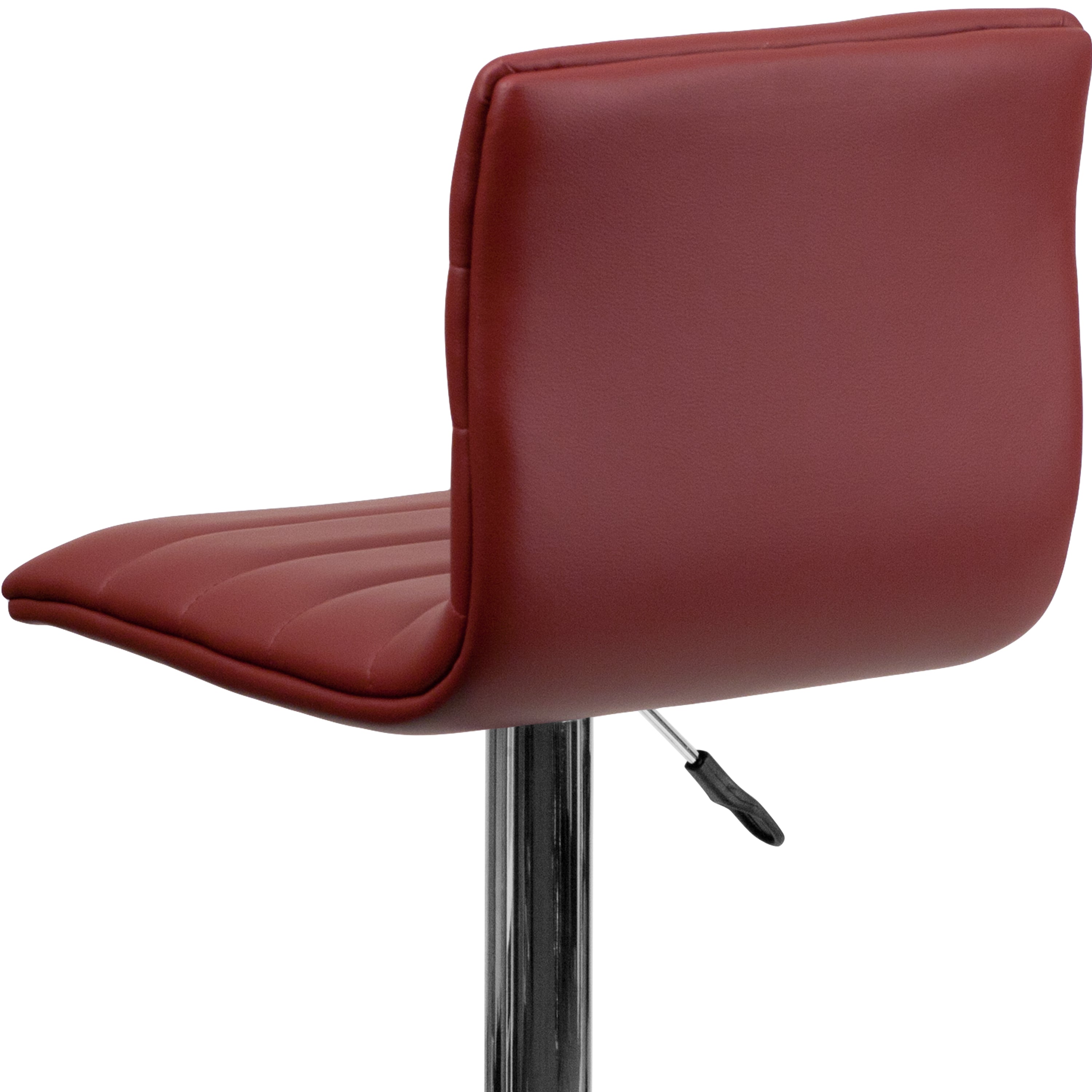 Modern Vinyl Adjustable Height Barstool with Back, Swivel Stool with Pedestal Base and Footrest
