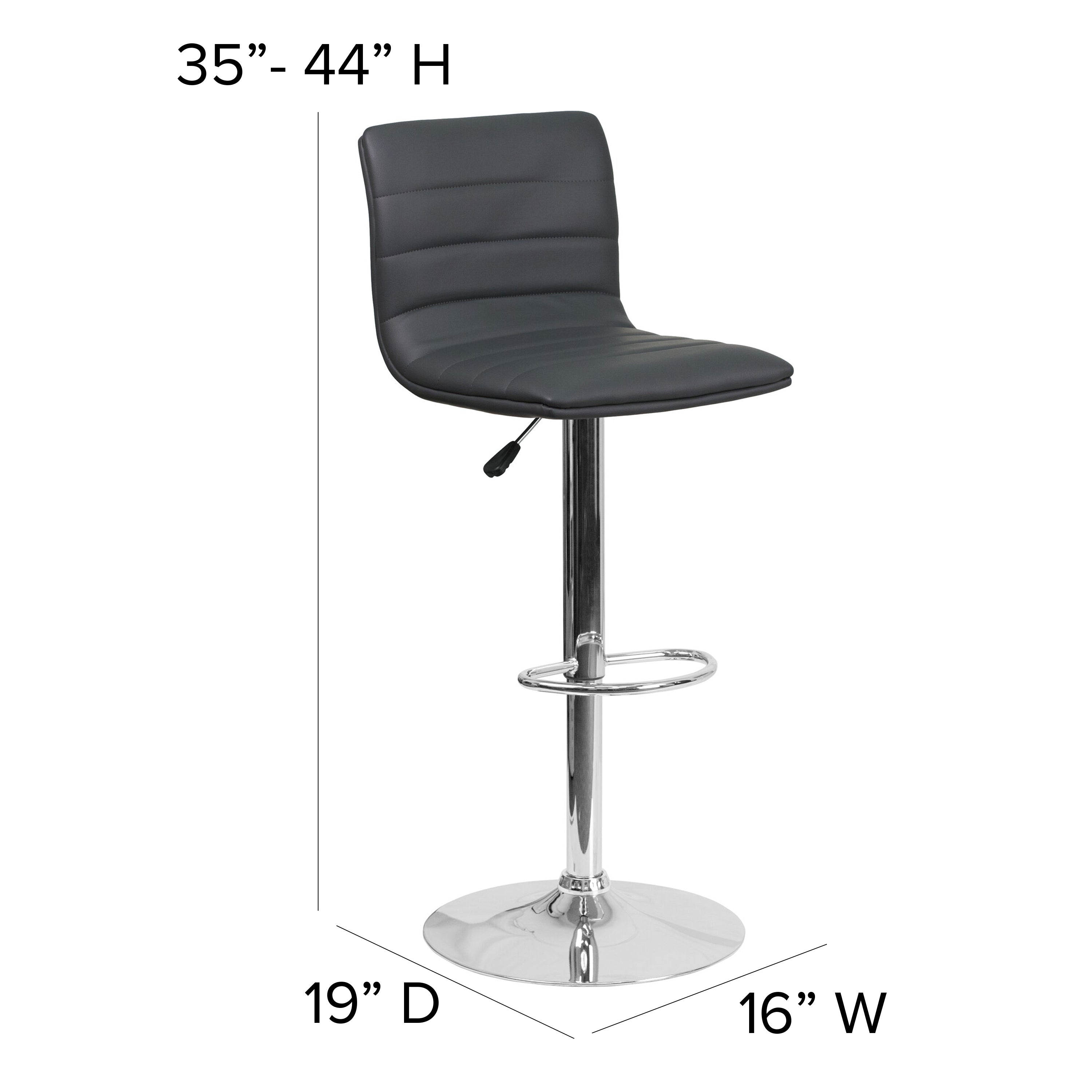 Modern Vinyl Adjustable Height Barstool with Back, Swivel Stool with Pedestal Base and Footrest