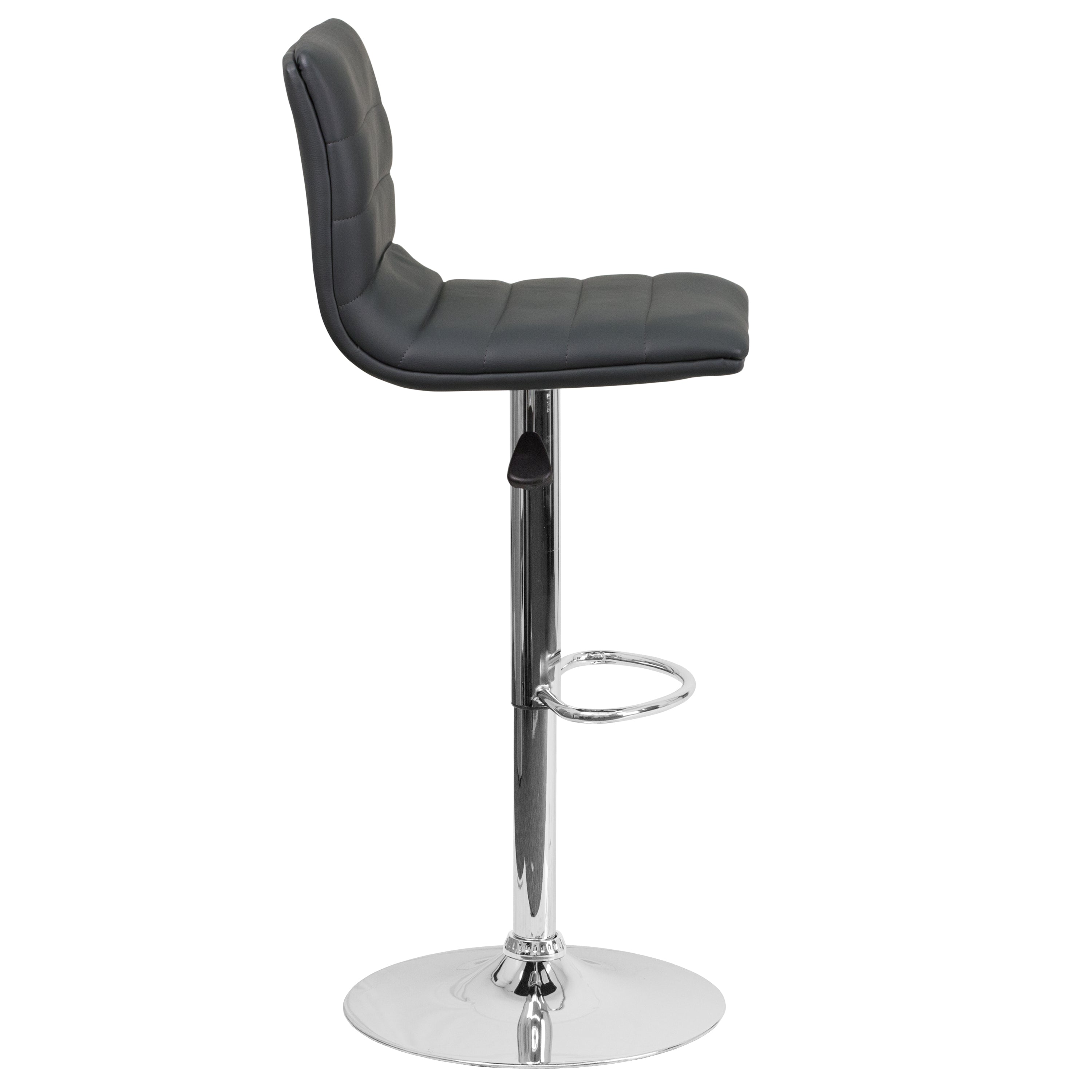 Modern Vinyl Adjustable Height Barstool with Back, Swivel Stool with Pedestal Base and Footrest