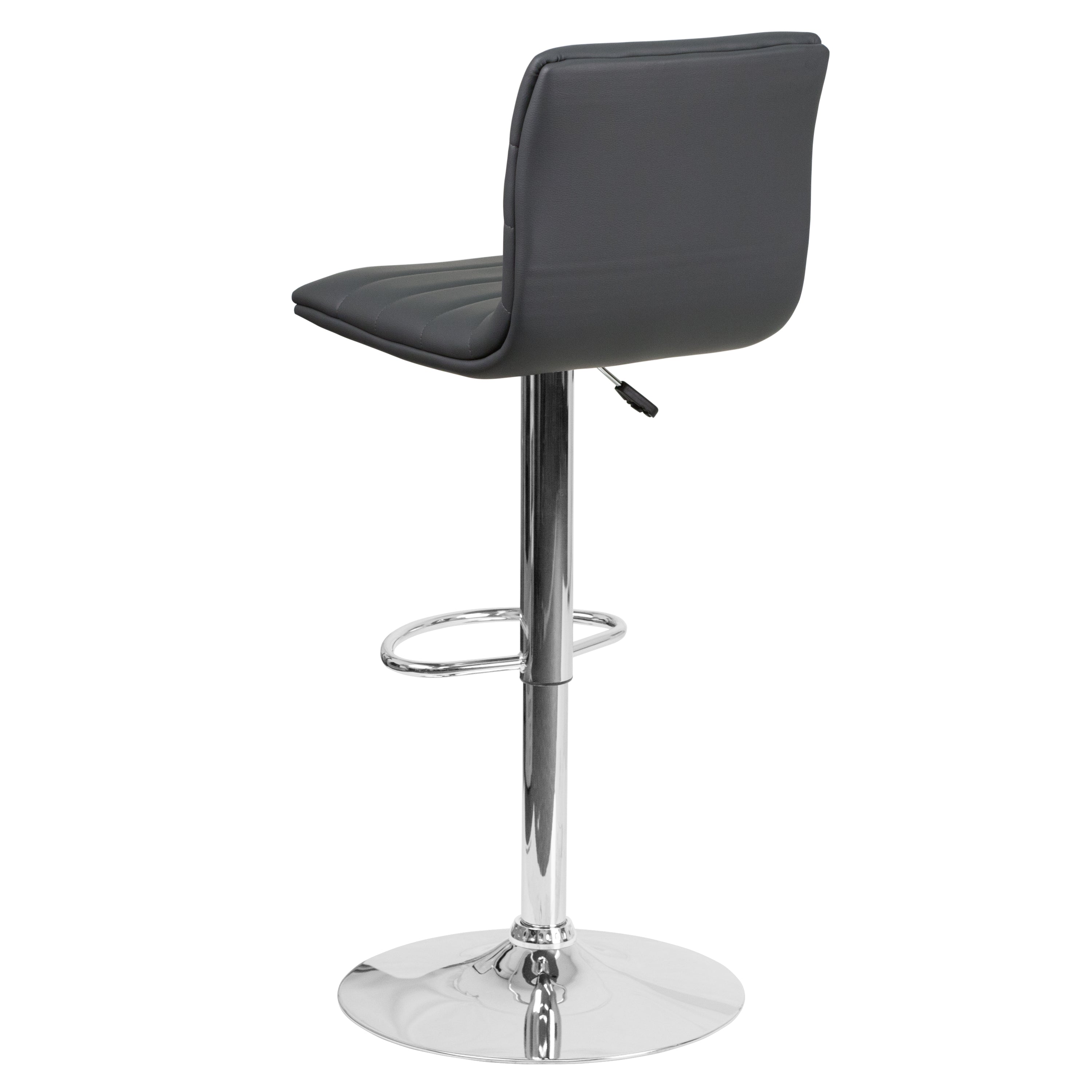 Modern Vinyl Adjustable Height Barstool with Back, Swivel Stool with Pedestal Base and Footrest